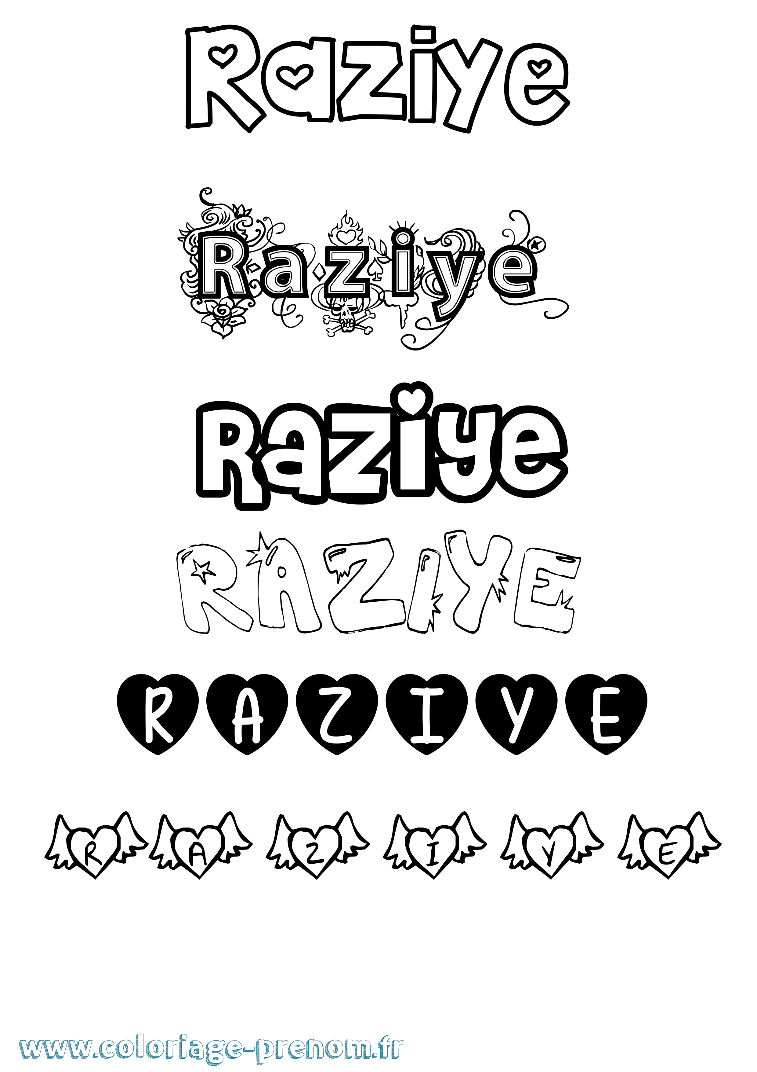 Coloriage Raziye Girly Coloriage prénom Raziye Girly