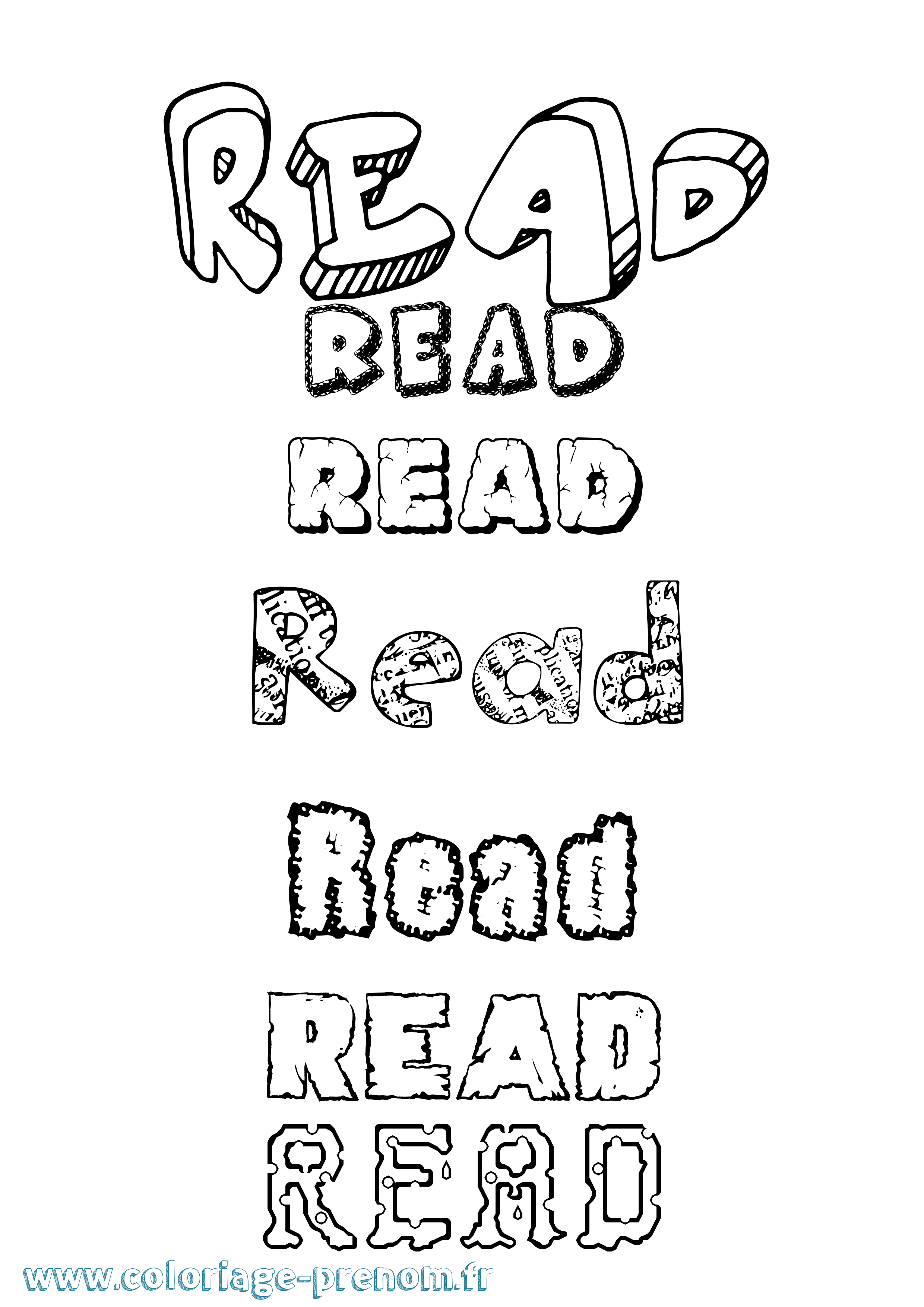 Coloriage Read Destructuré Coloriage prénom Read Destructuré