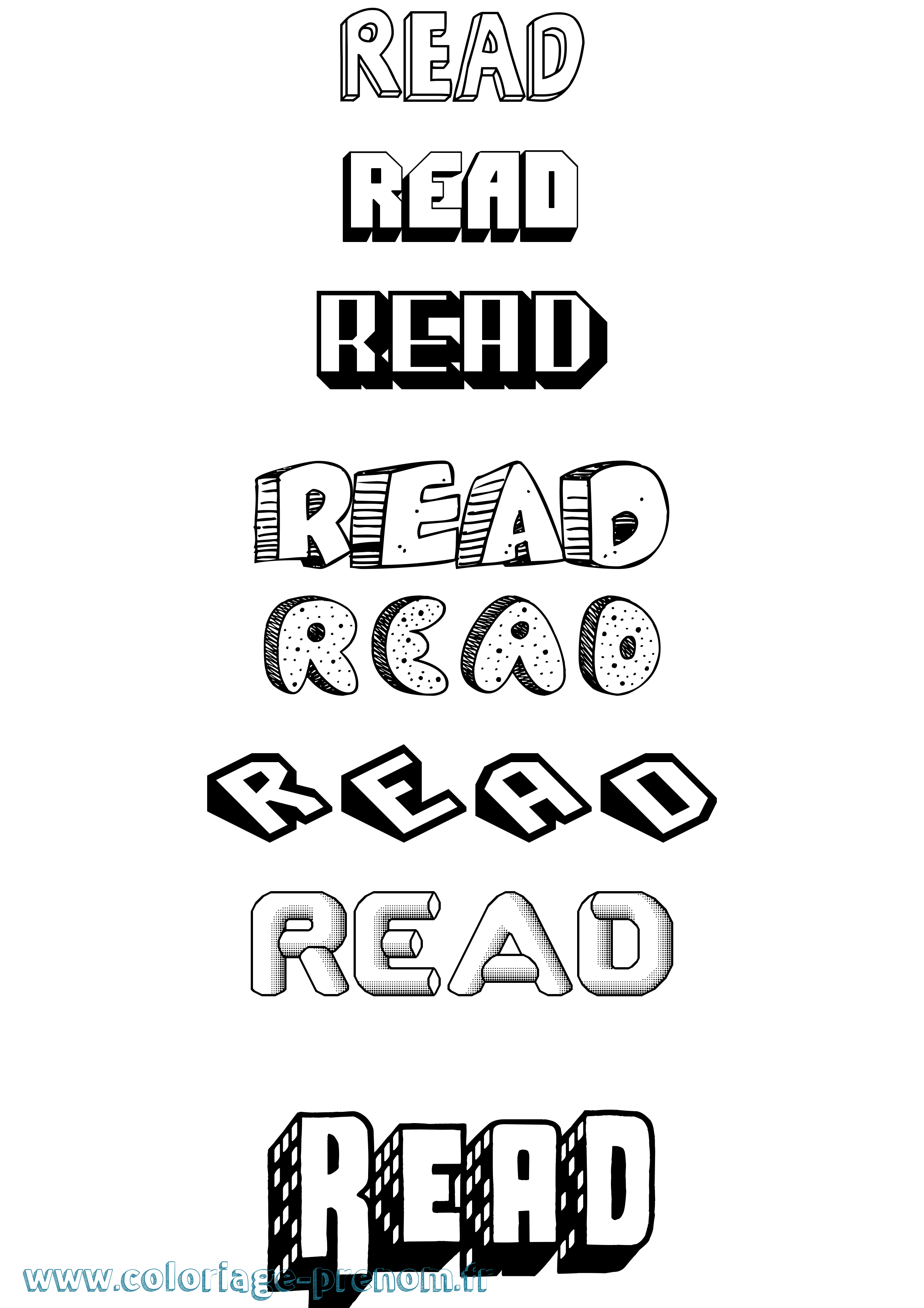 Coloriage Read Effet 3D Coloriage prénom Read Effet 3D