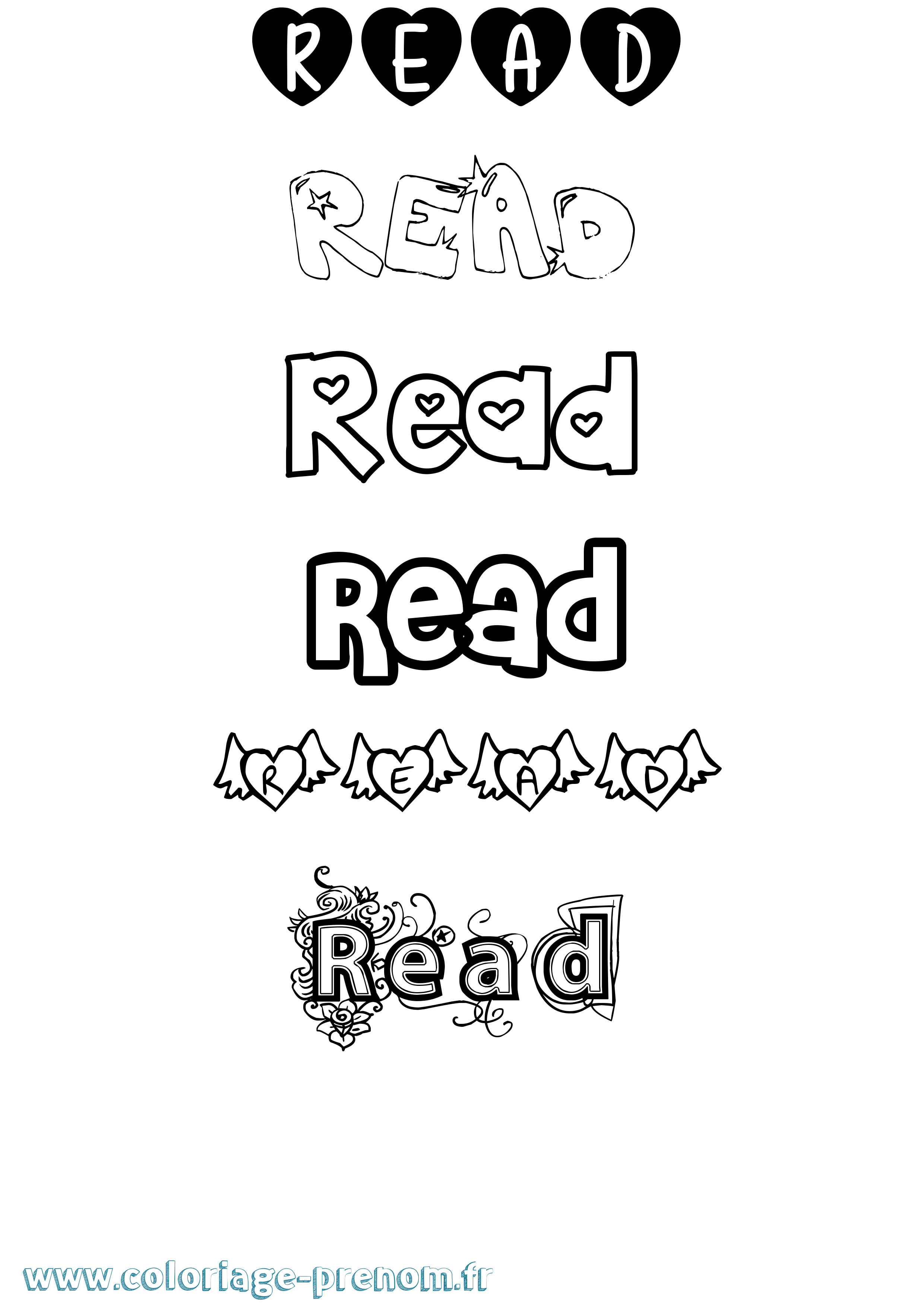 Coloriage Read Girly Coloriage prénom Read Girly