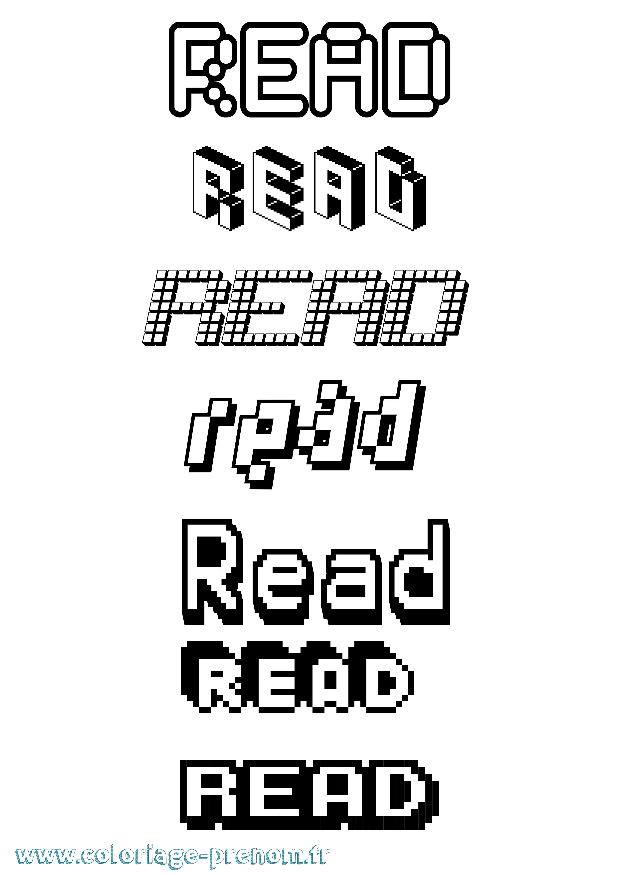 Coloriage Read Pixel Coloriage prénom Read Pixel