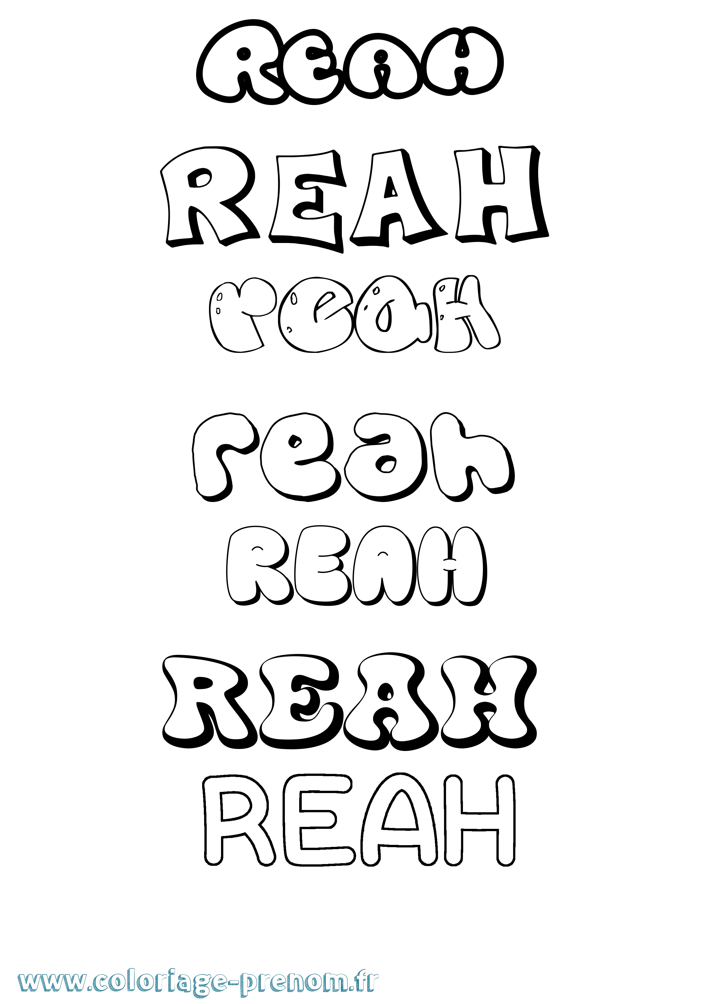 Coloriage Reah Bubble Coloriage prénom Reah Bubble
