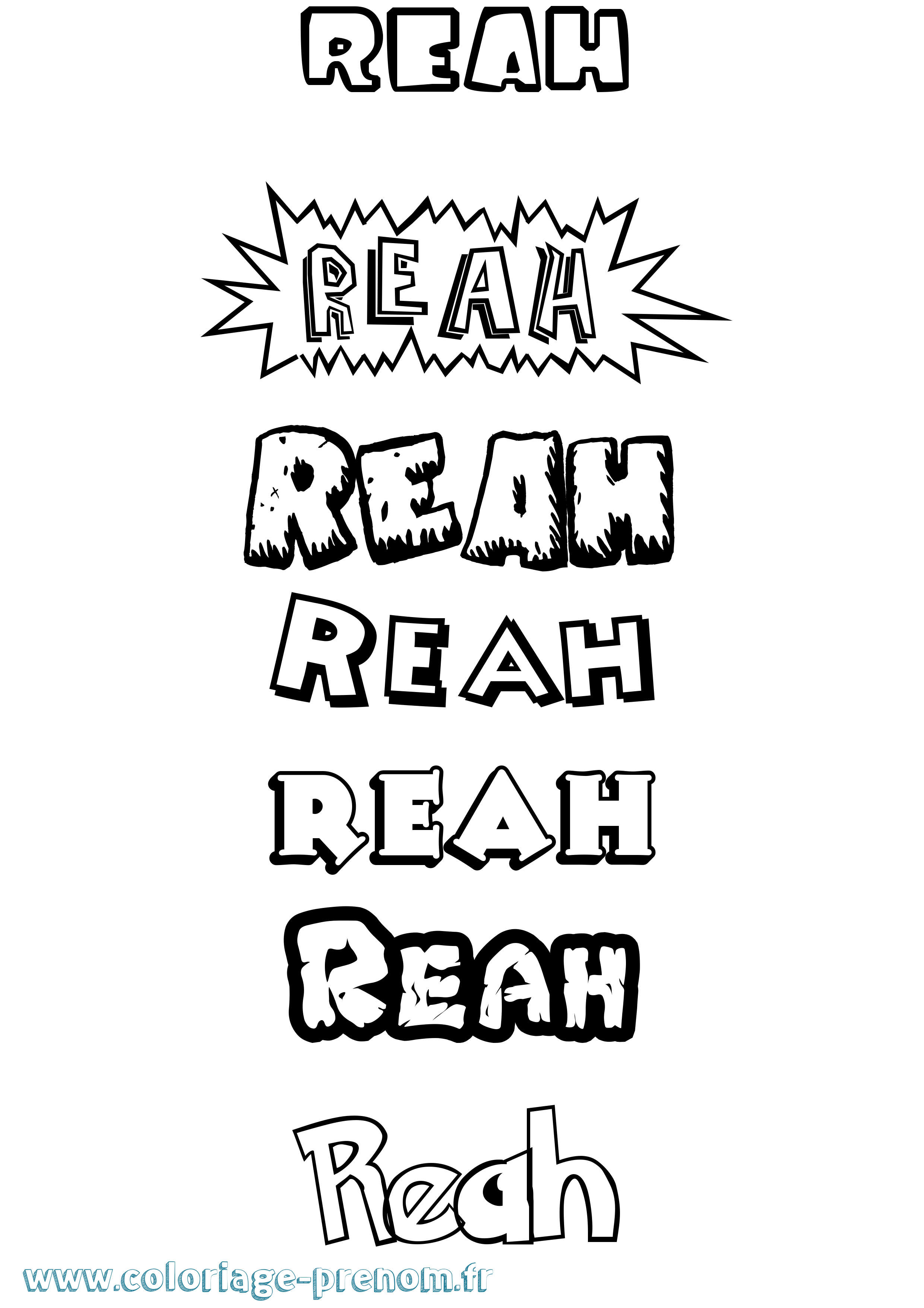 Coloriage Reah Dessin Animé Coloriage prénom Reah Dessin Animé
