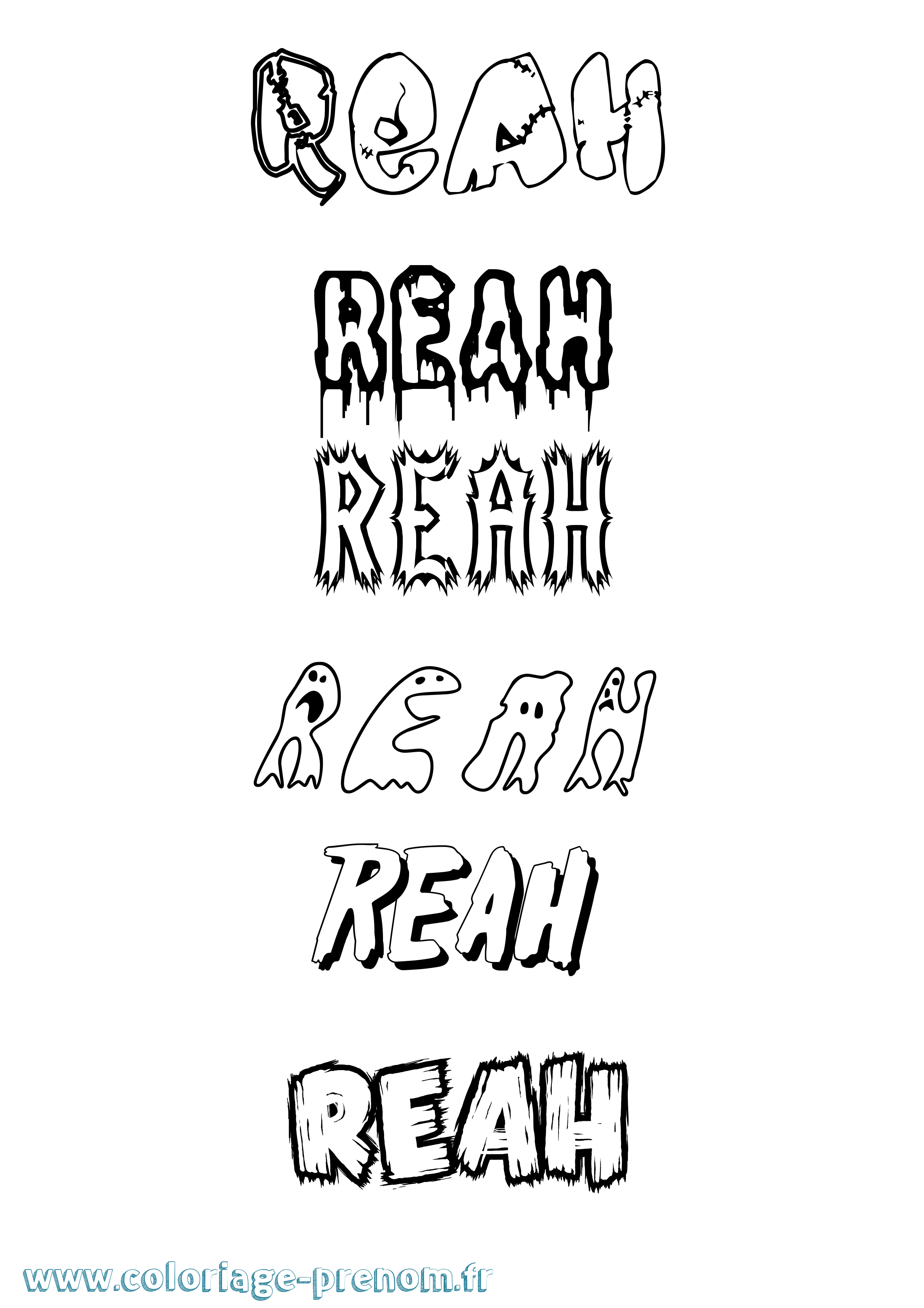 Coloriage Reah Frisson Coloriage prénom Reah Frisson