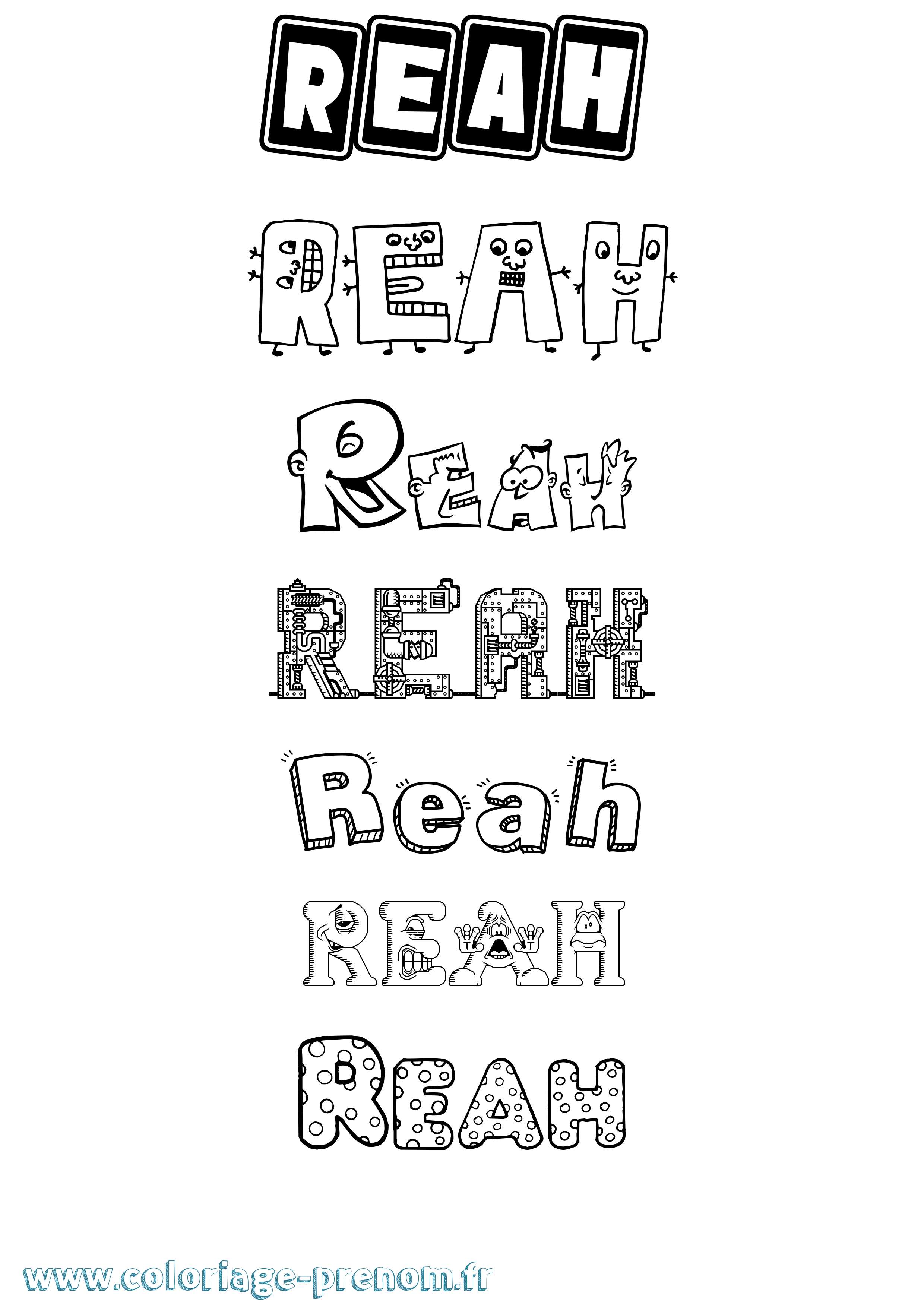 Coloriage Reah Fun Coloriage prénom Reah Fun