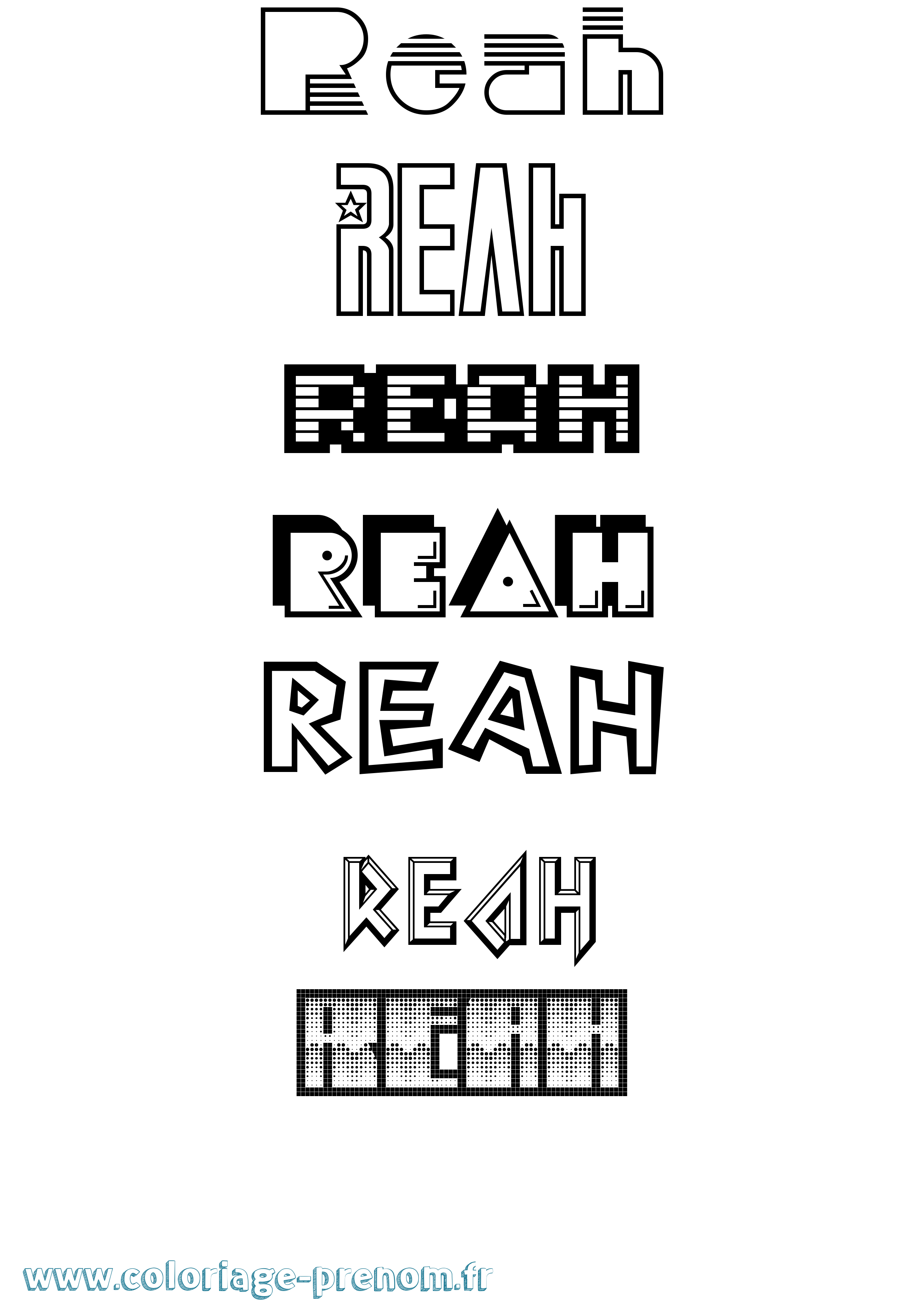 Coloriage Reah Jeux Vidéos Coloriage prénom Reah Jeux Vidéos