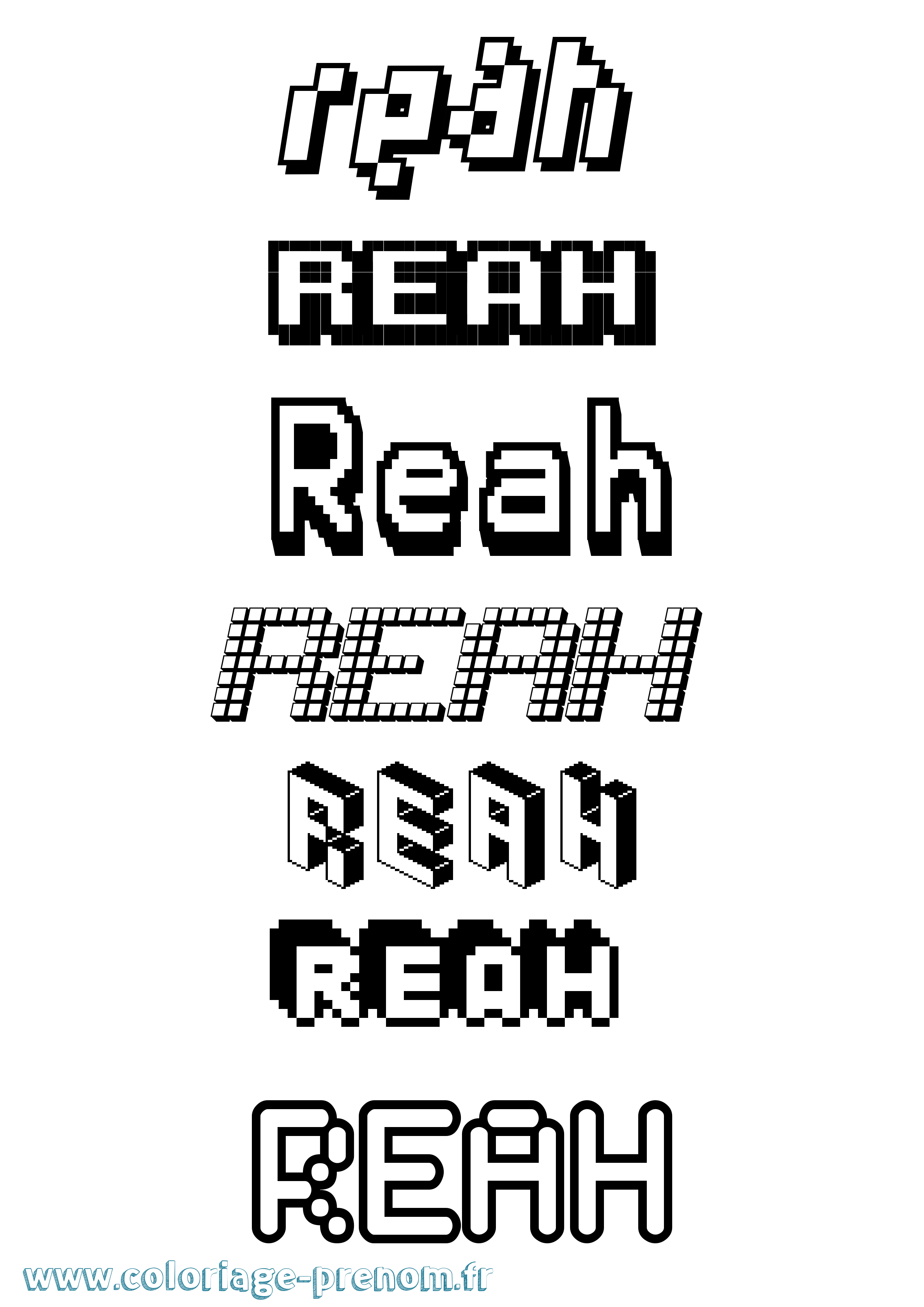 Coloriage Reah Pixel Coloriage prénom Reah Pixel