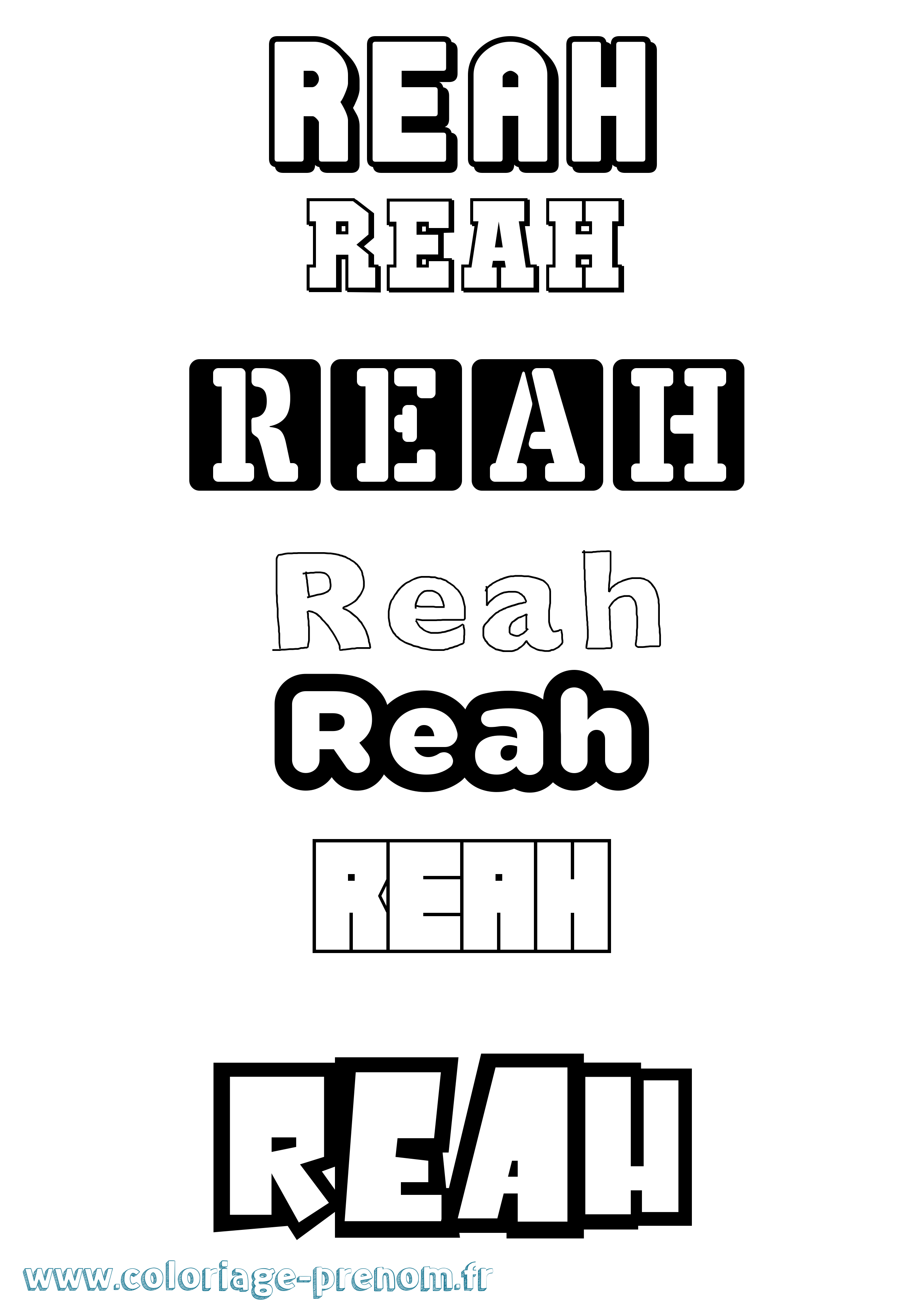 Coloriage Reah Simple Coloriage prénom Reah Simple