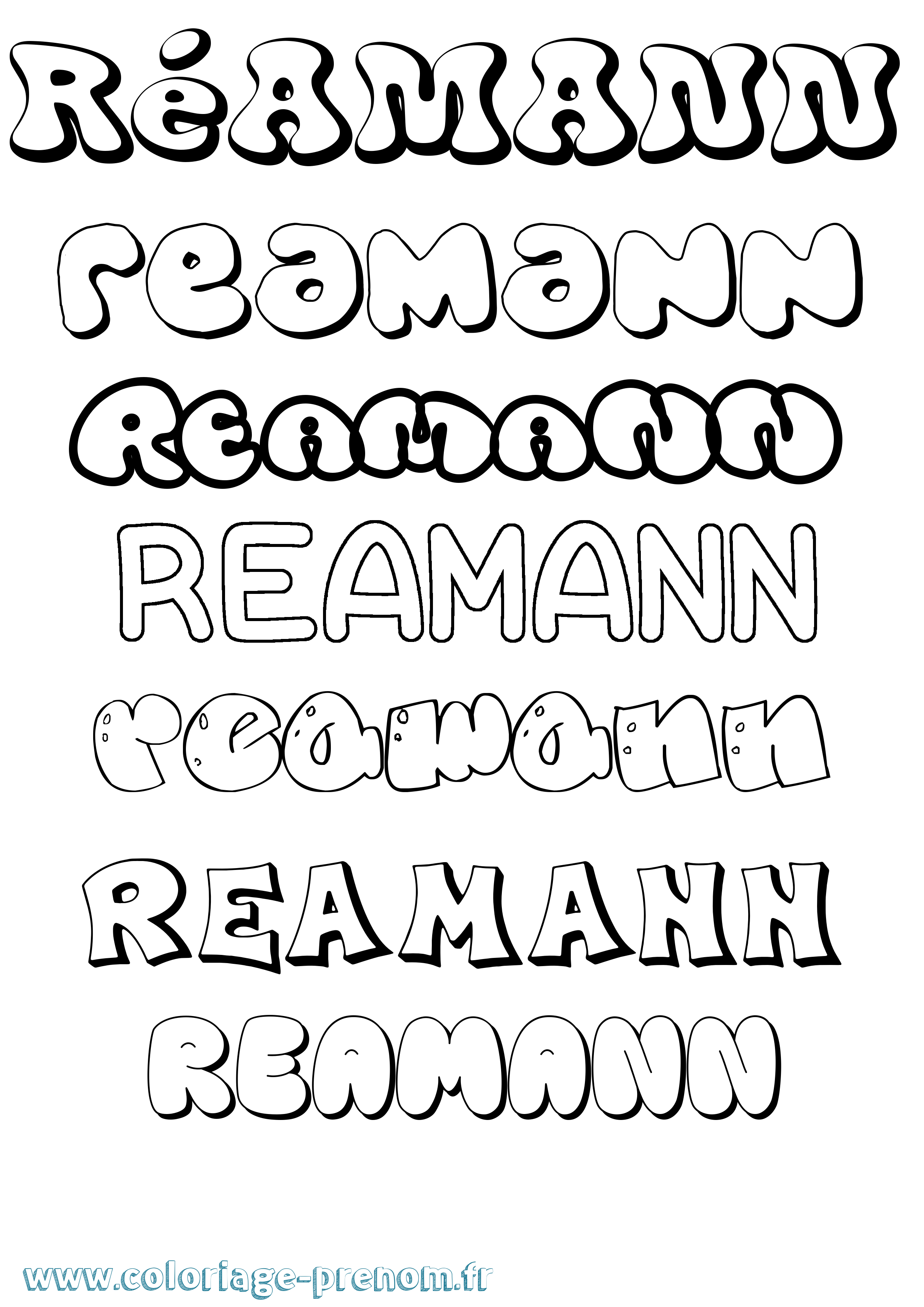Coloriage Réamann Bubble Coloriage prénom Réamann Bubble