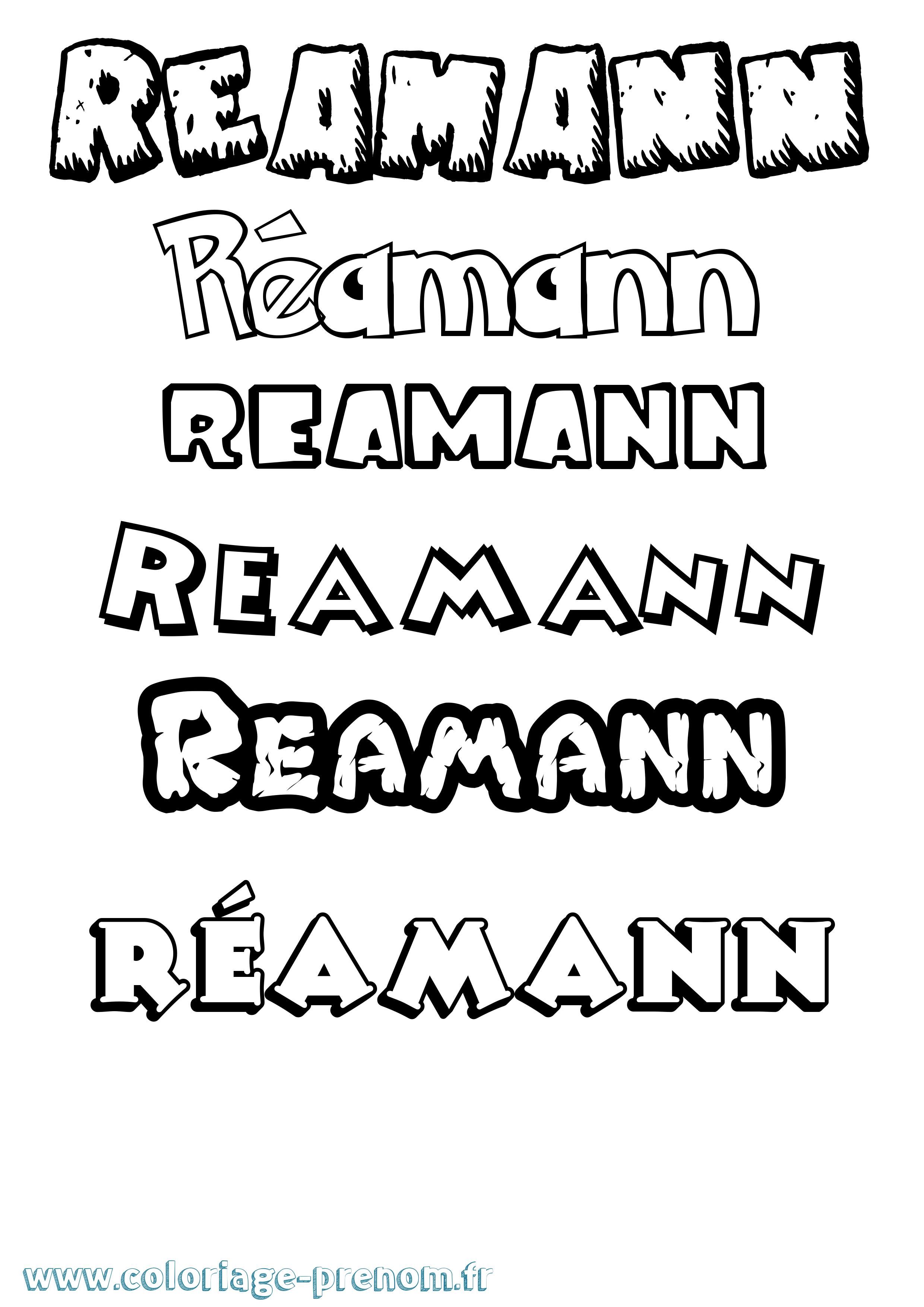 Coloriage Réamann Dessin Animé Coloriage prénom Réamann Dessin Animé