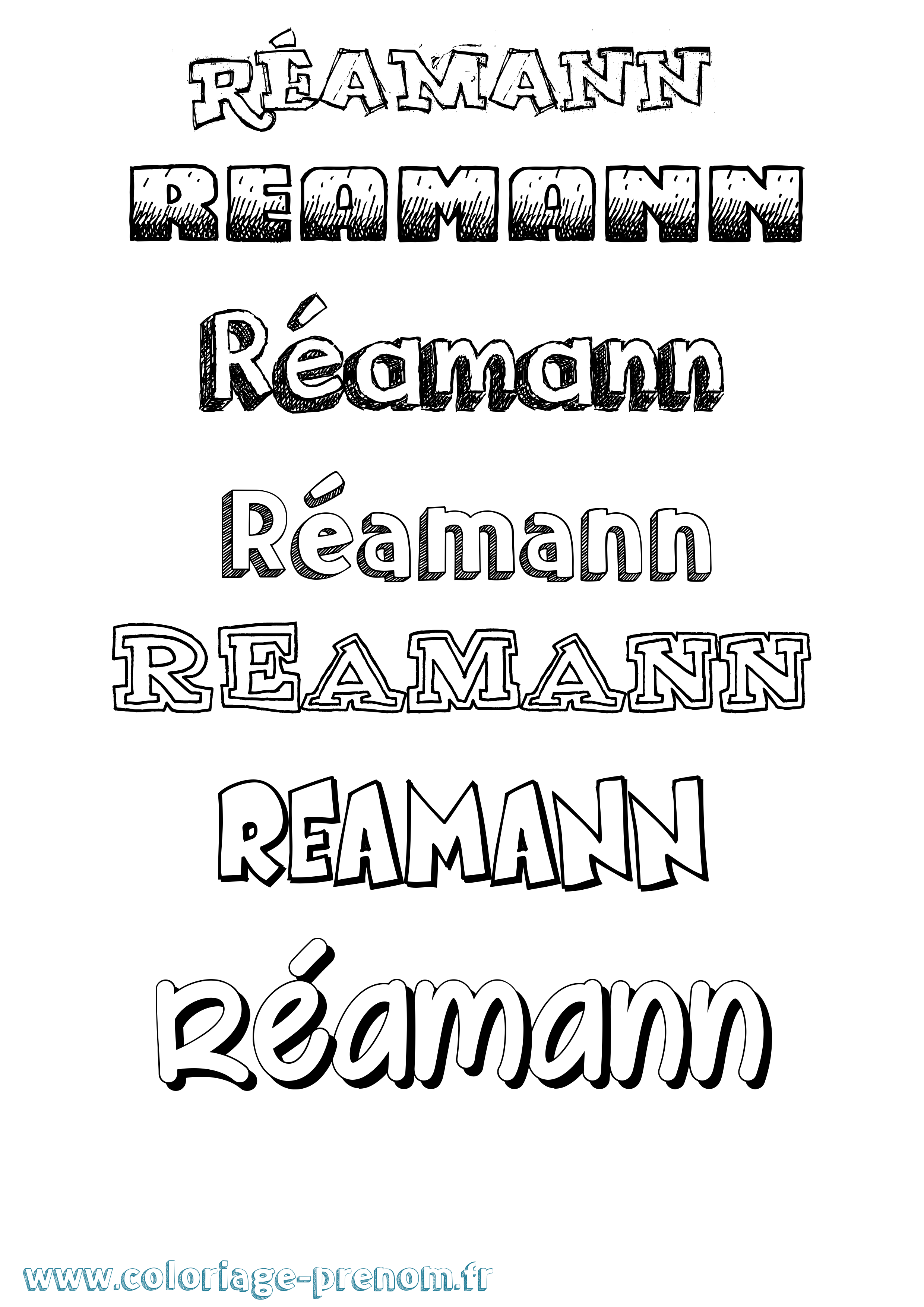 Coloriage Réamann Dessiné Coloriage prénom Réamann Dessiné