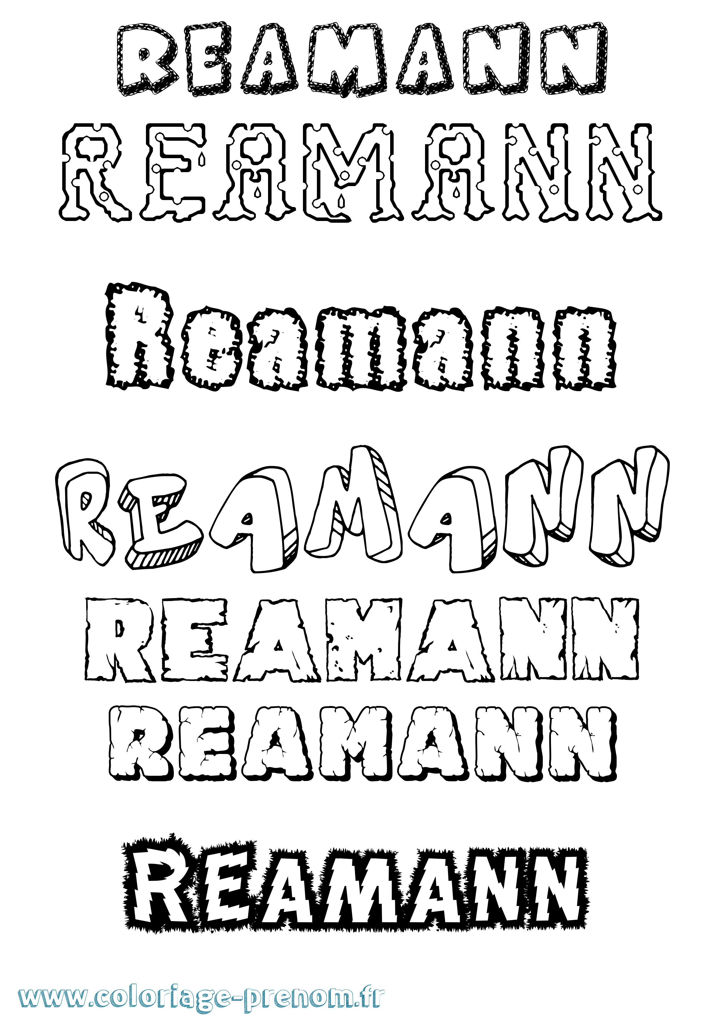 Coloriage Réamann Destructuré Coloriage prénom Réamann Destructuré
