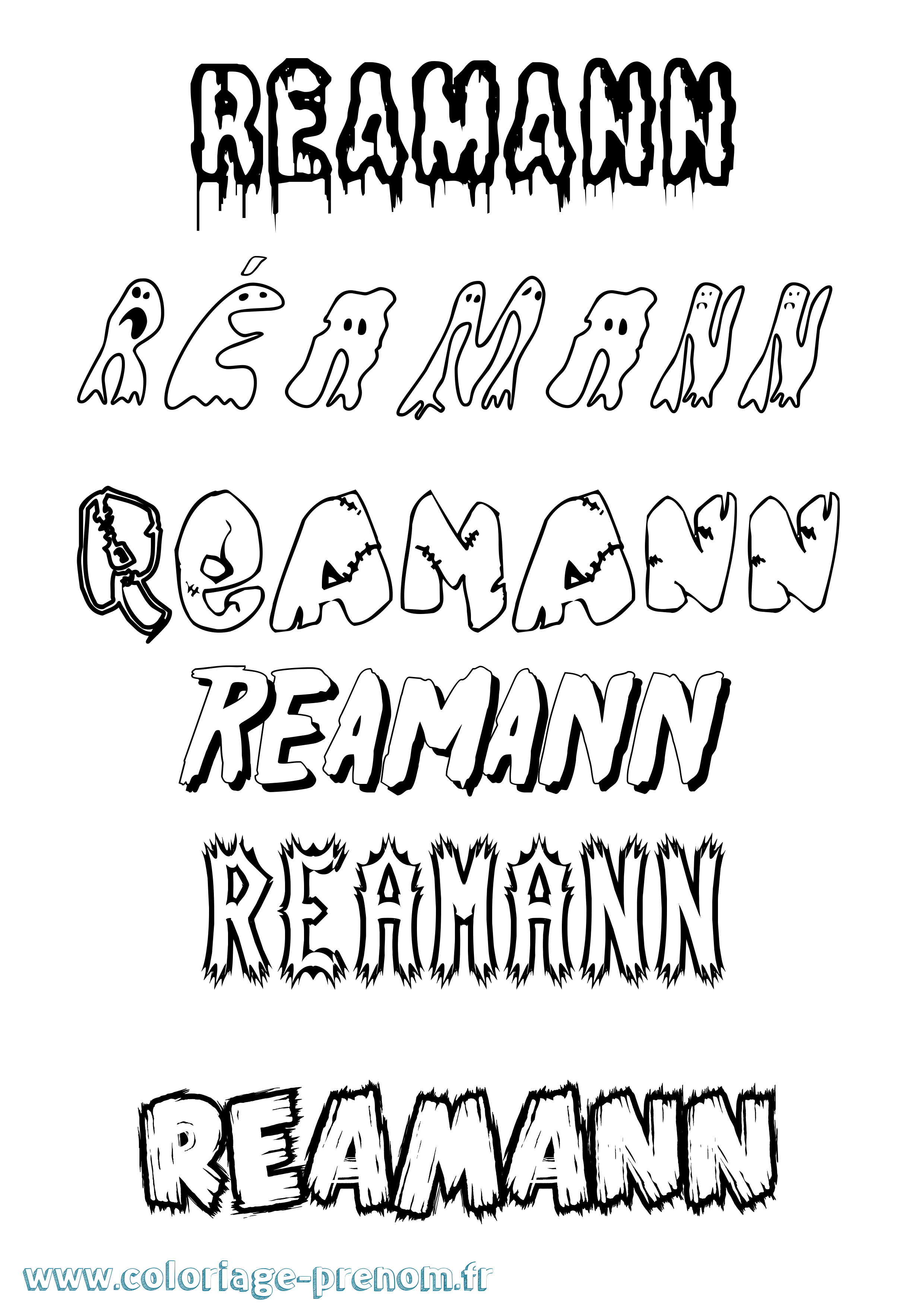 Coloriage Réamann Frisson Coloriage prénom Réamann Frisson