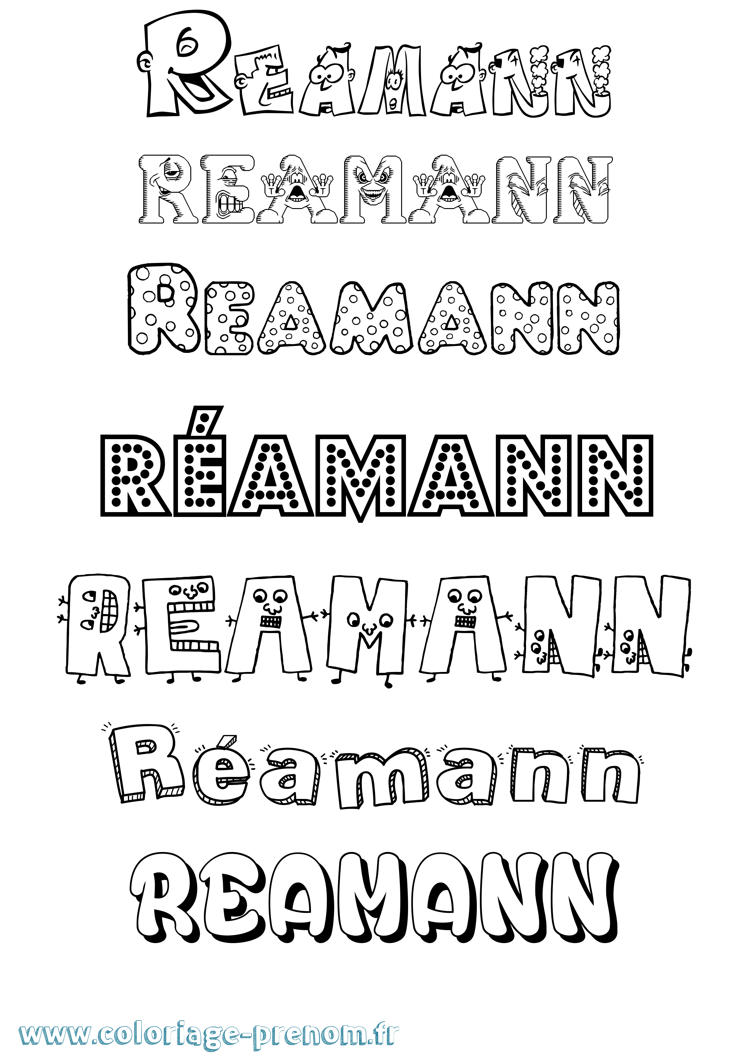 Coloriage Réamann Fun Coloriage prénom Réamann Fun