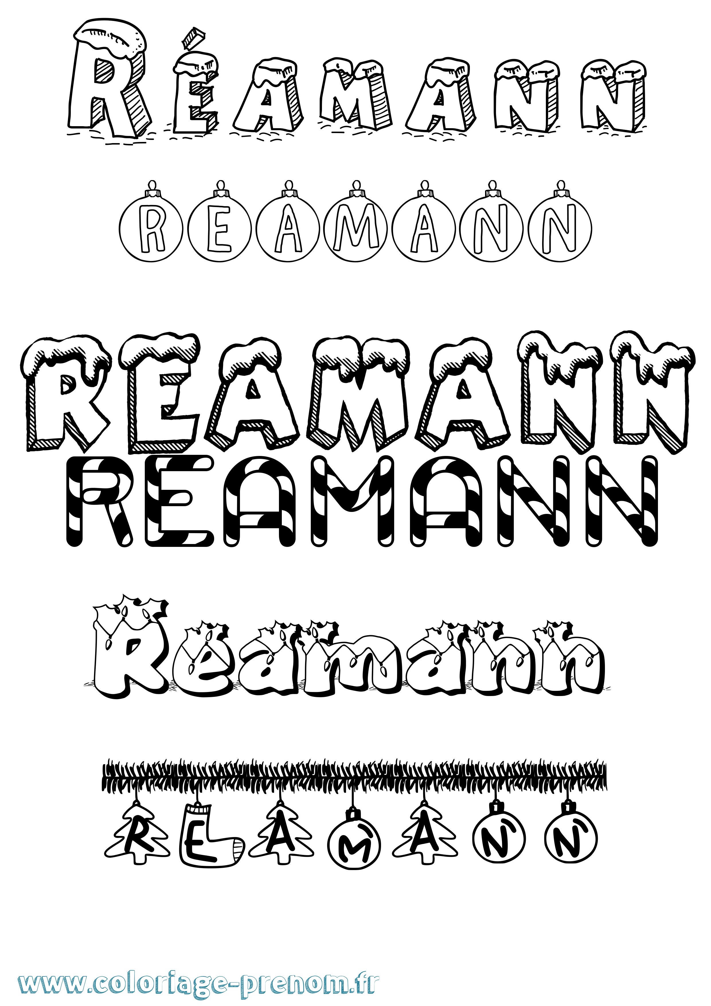 Coloriage Réamann Noël Coloriage prénom Réamann Noël