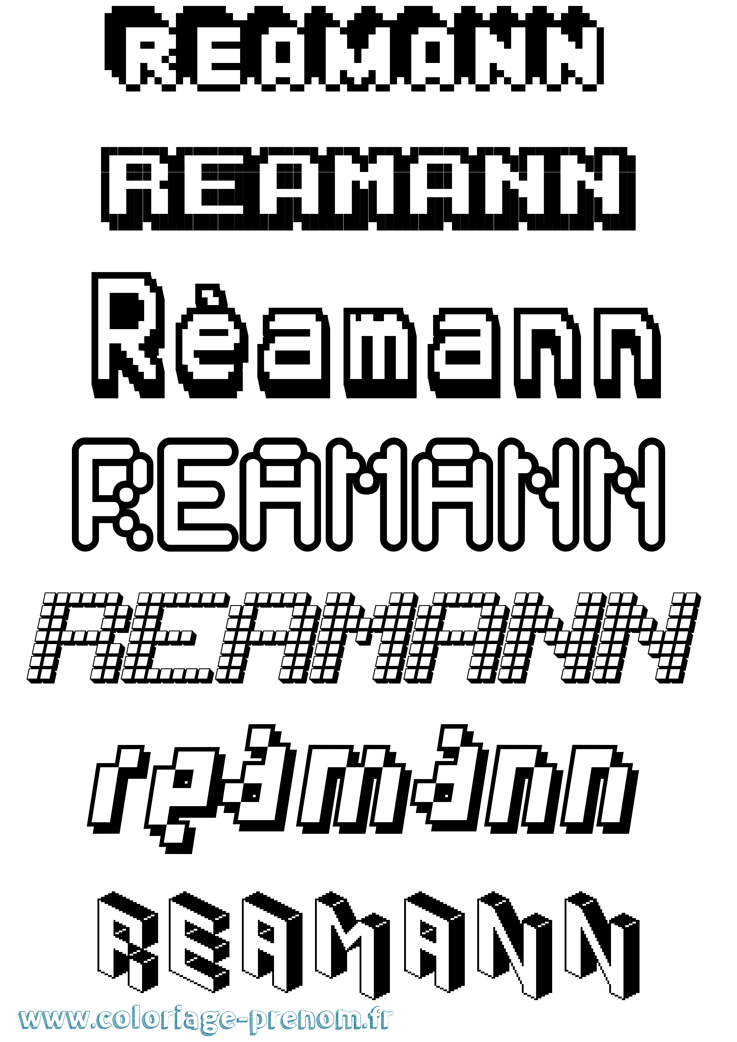 Coloriage Réamann Pixel Coloriage prénom Réamann Pixel