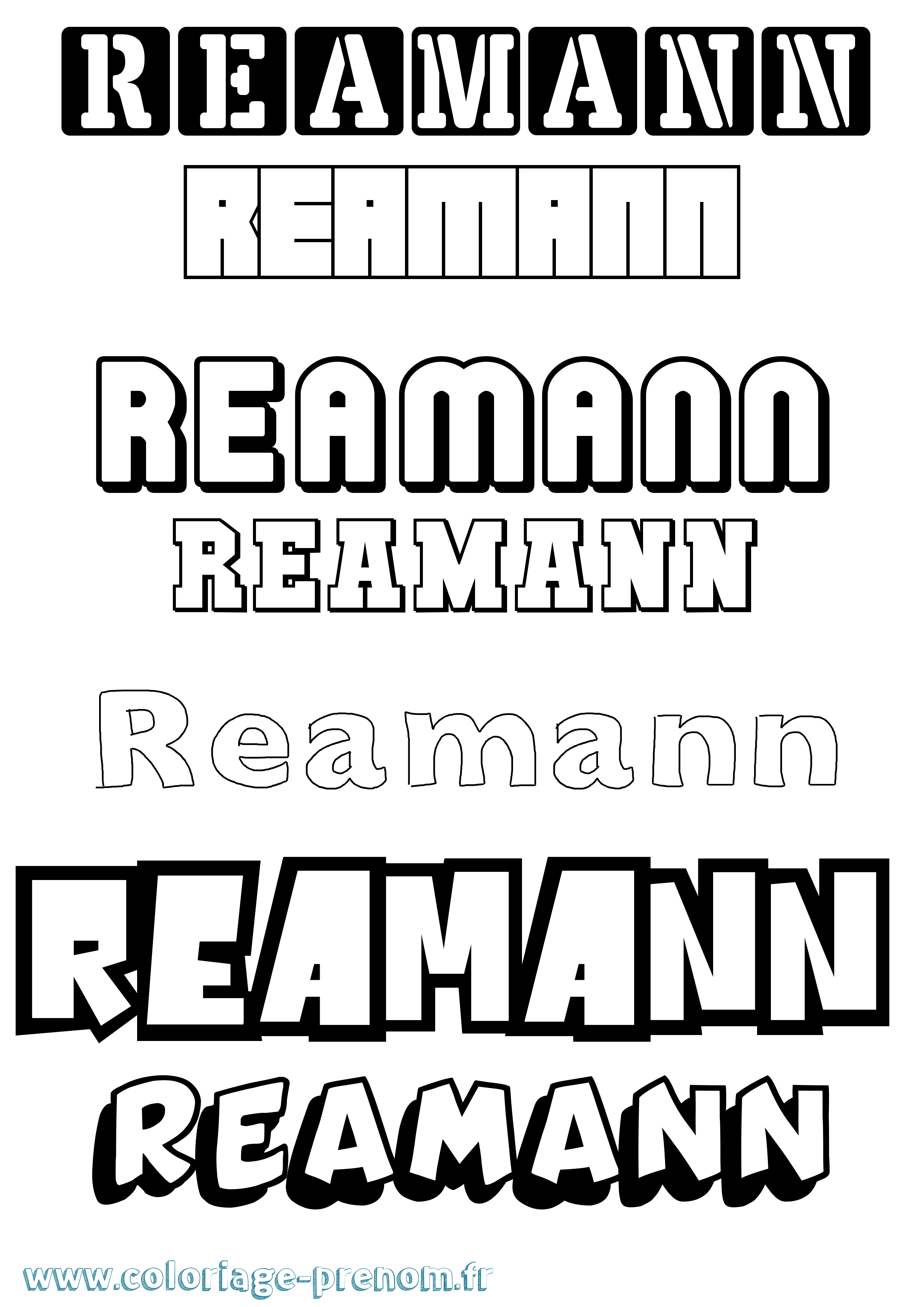 Coloriage Réamann Simple Coloriage prénom Réamann Simple