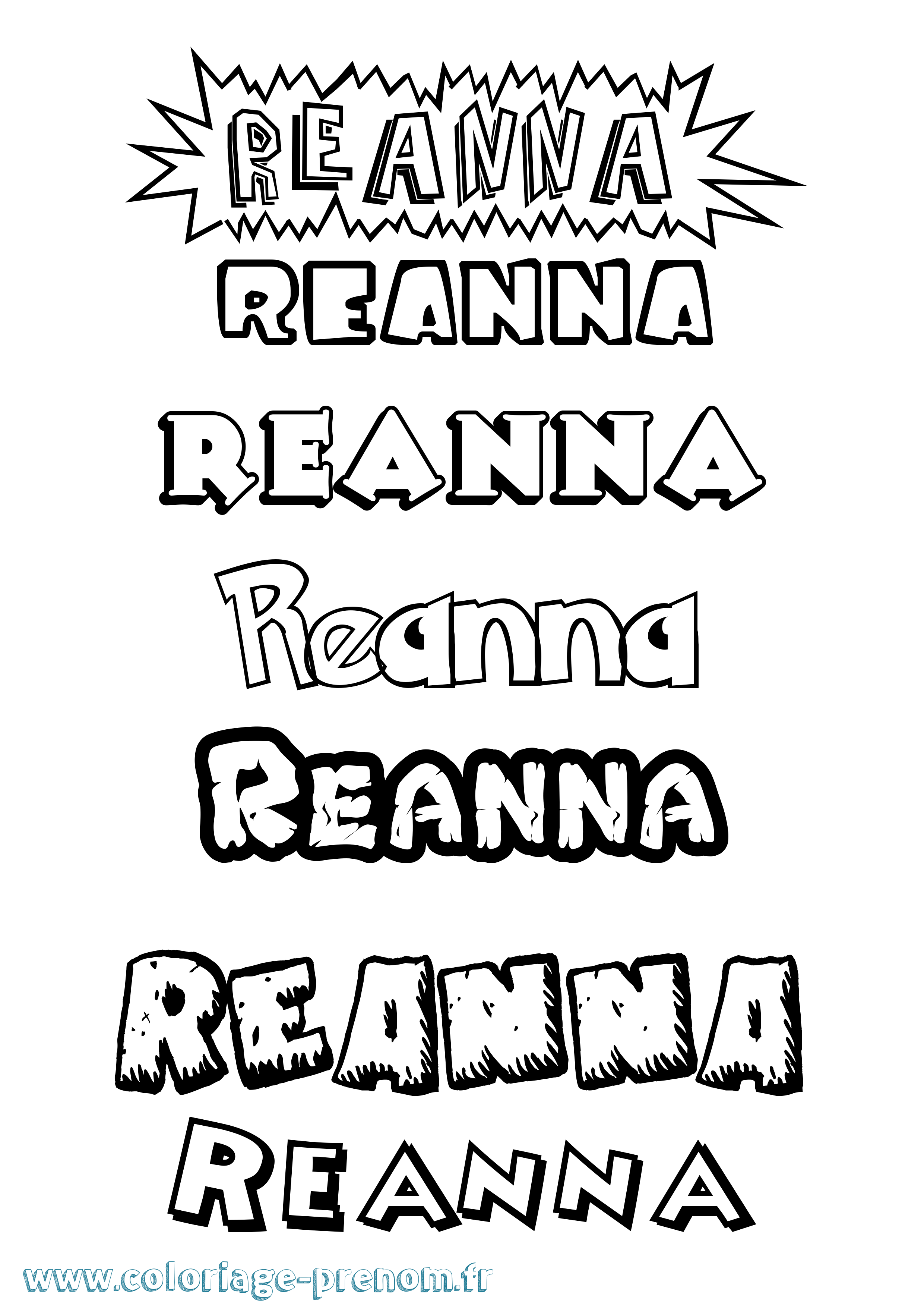 Coloriage Reanna Dessin Animé Coloriage prénom Reanna Dessin Animé