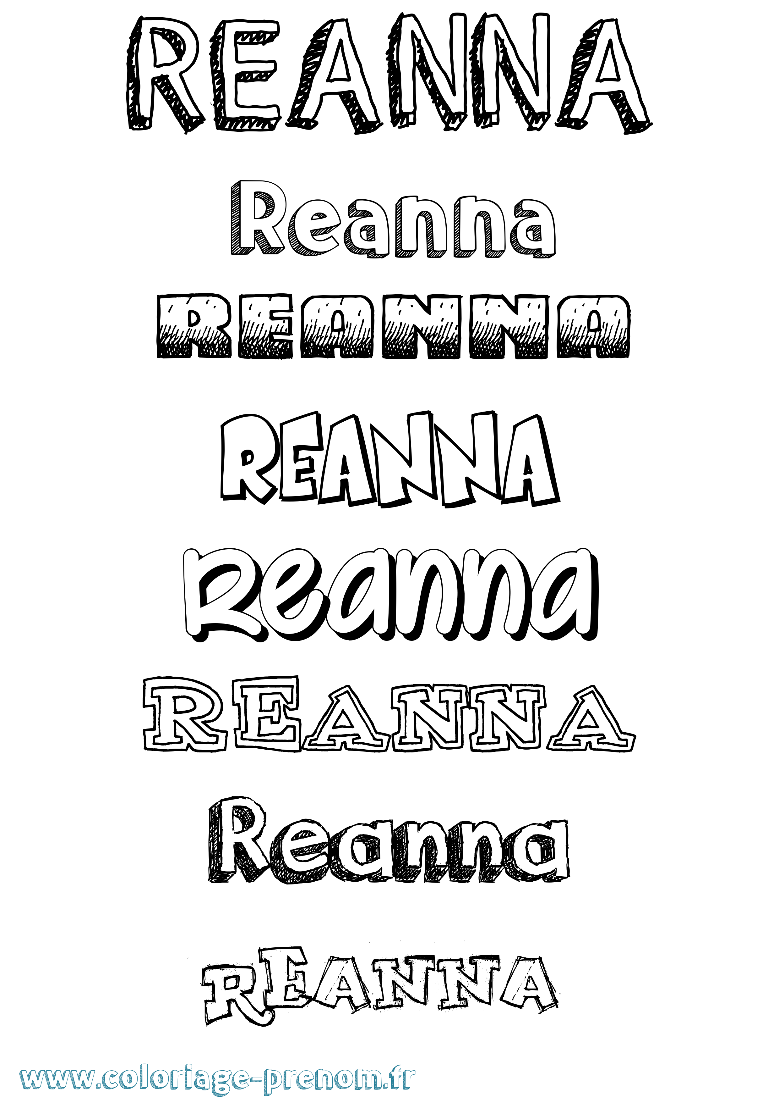 Coloriage Reanna Dessiné Coloriage prénom Reanna Dessiné