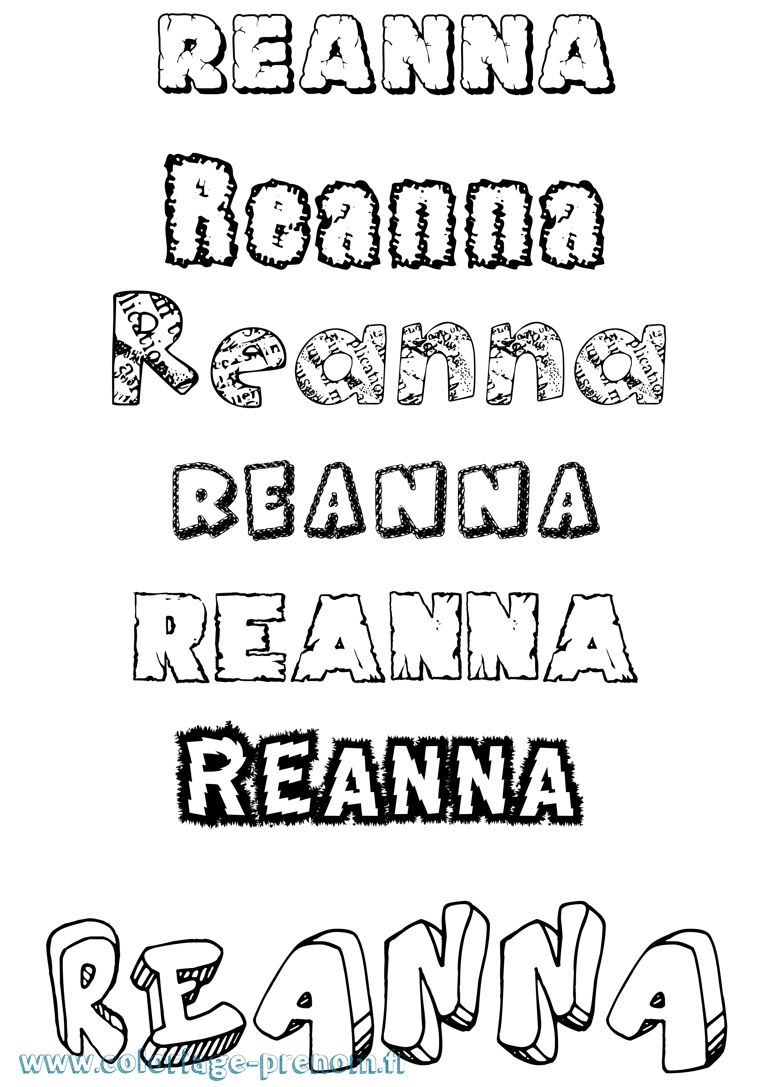 Coloriage Reanna Destructuré Coloriage prénom Reanna Destructuré