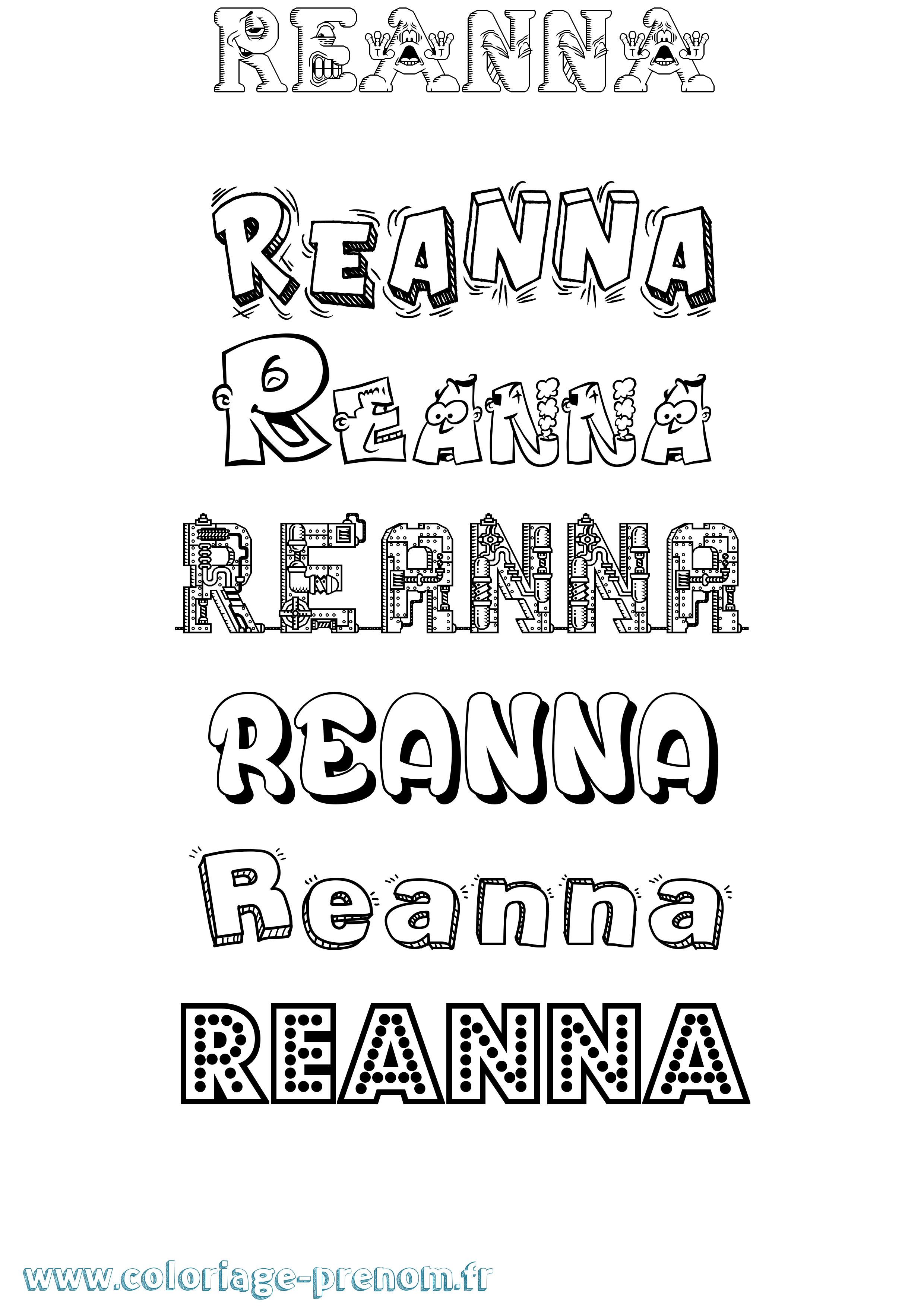 Coloriage Reanna Fun Coloriage prénom Reanna Fun
