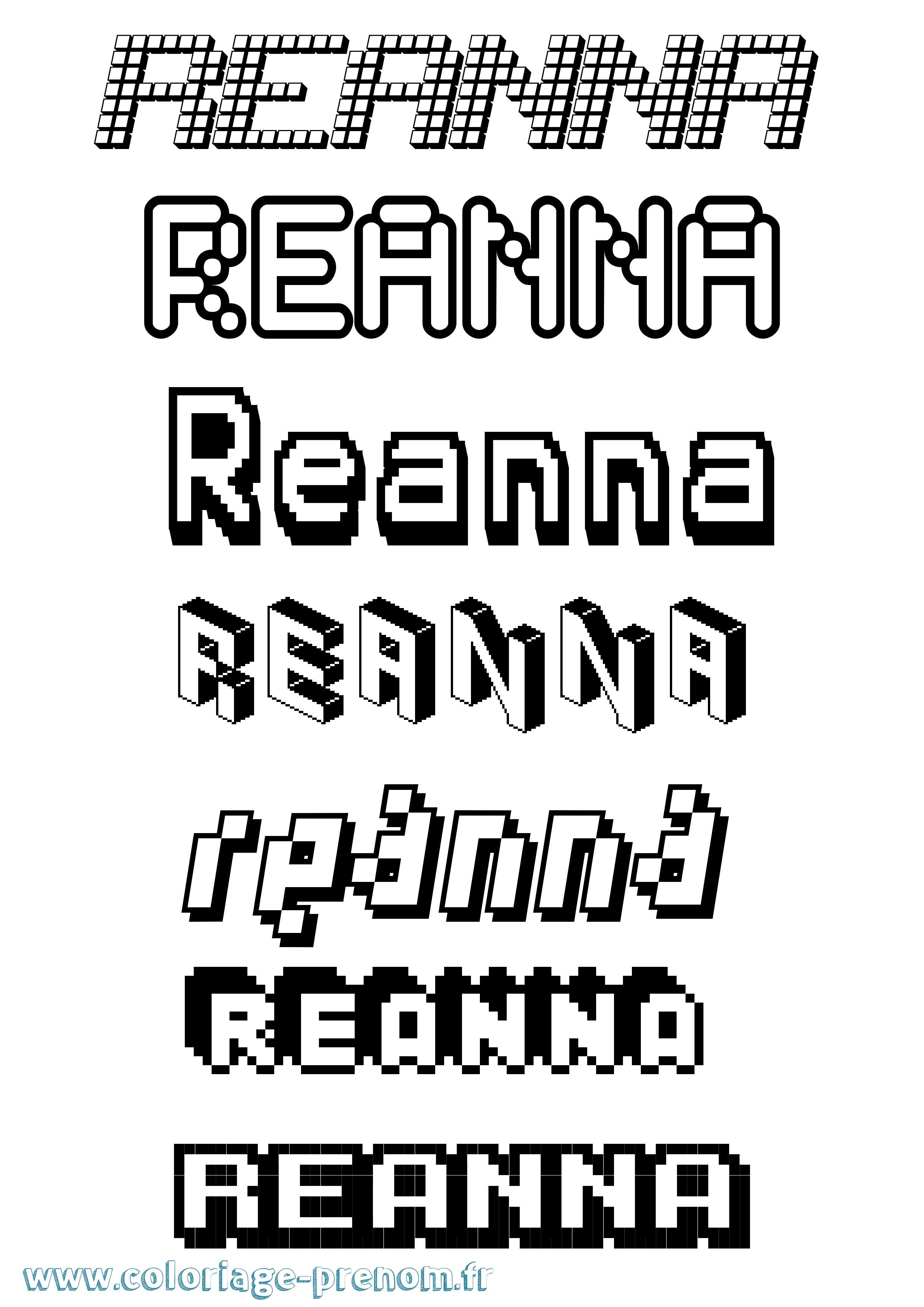 Coloriage Reanna Pixel Coloriage prénom Reanna Pixel
