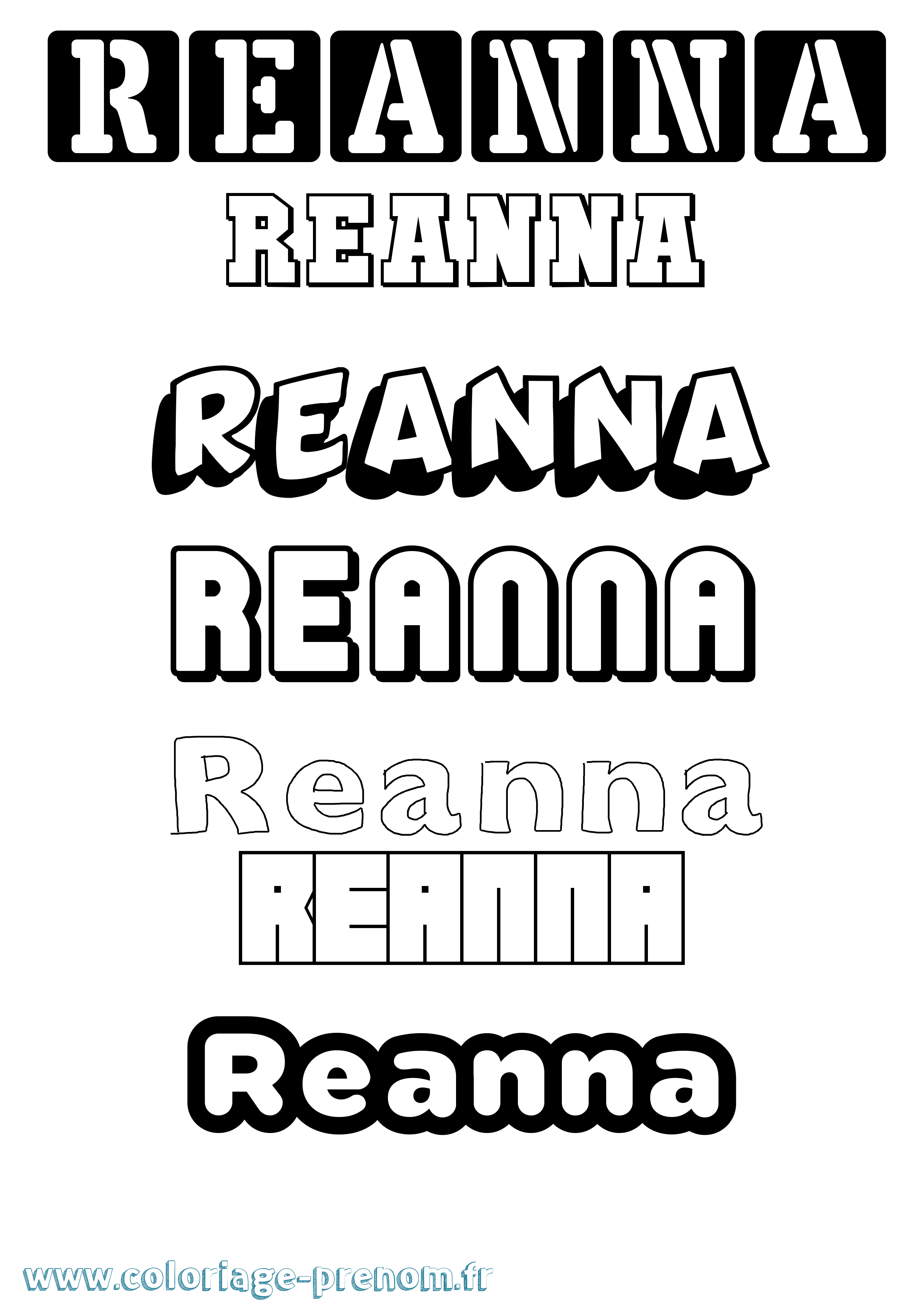 Coloriage Reanna Simple Coloriage prénom Reanna Simple