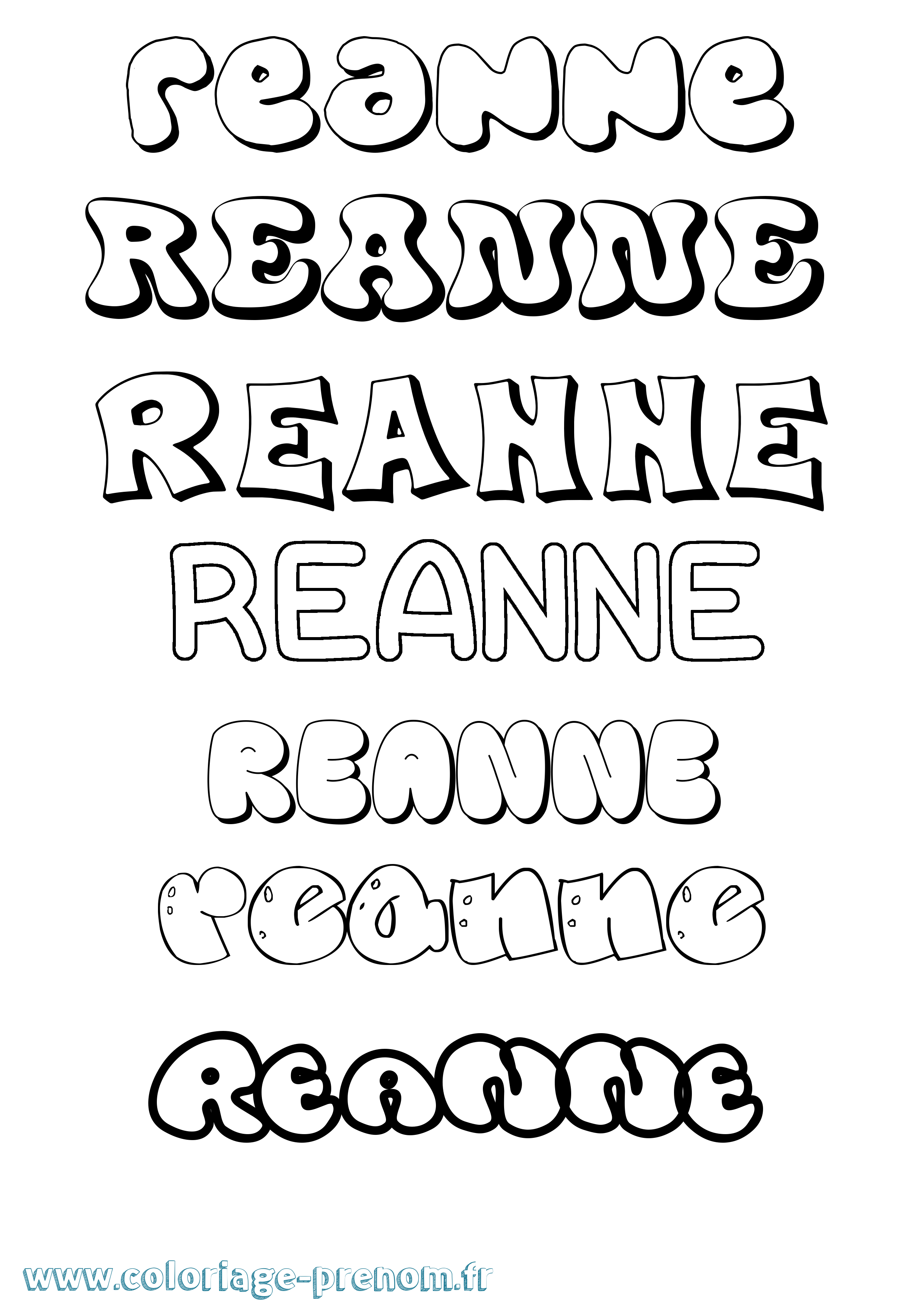 Coloriage Reanne Bubble Coloriage prénom Reanne Bubble