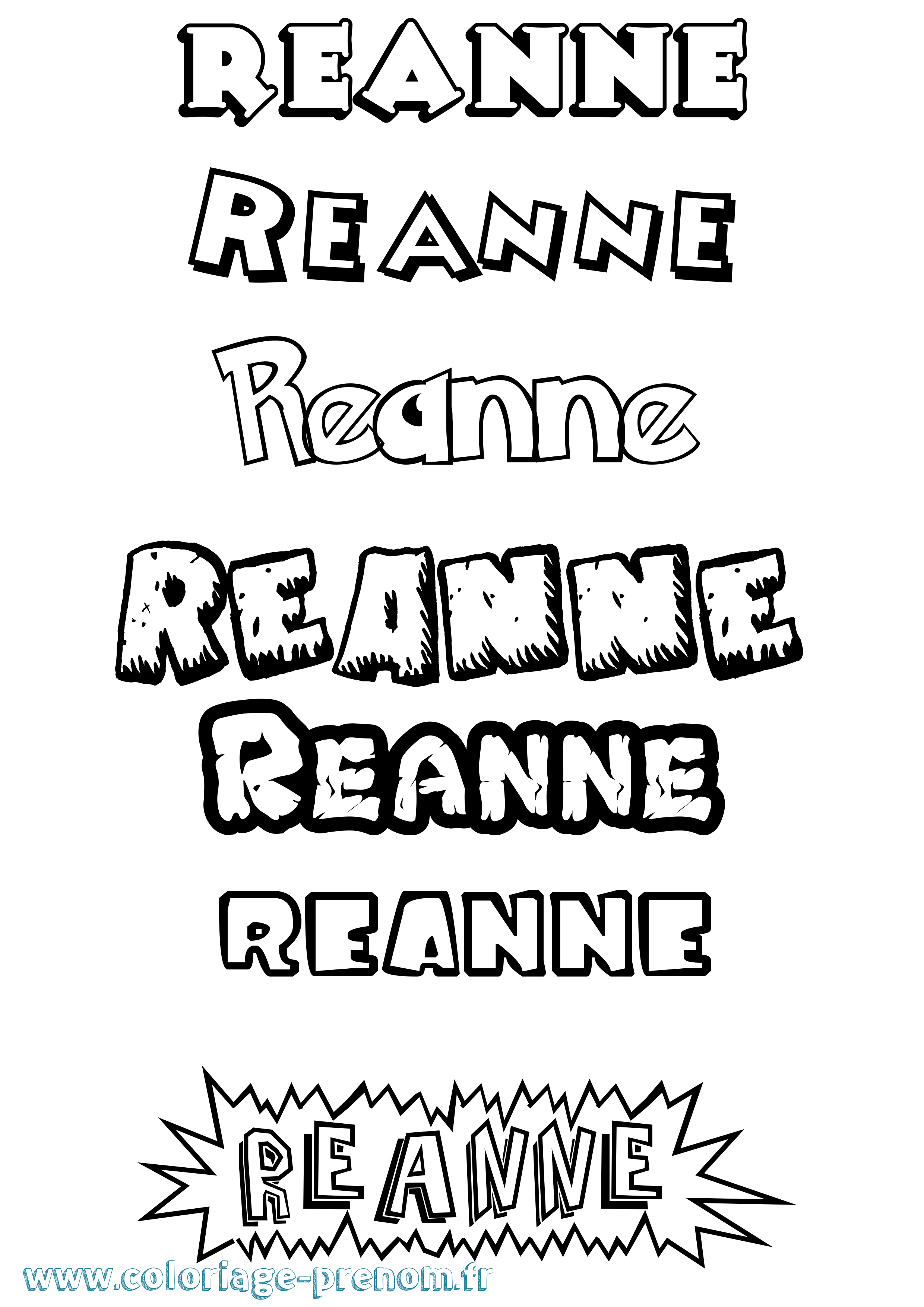 Coloriage Reanne Dessin Animé Coloriage prénom Reanne Dessin Animé