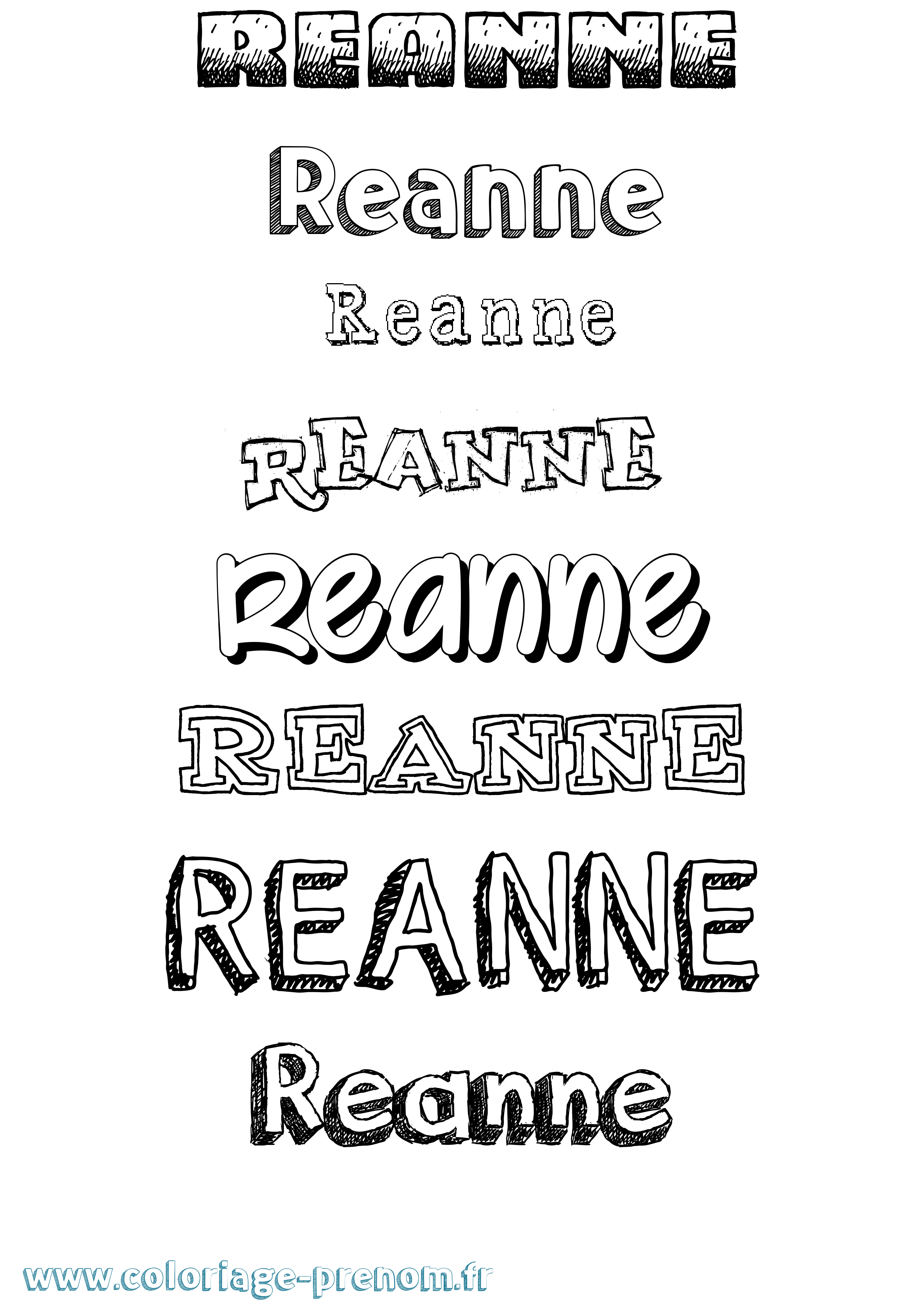 Coloriage Reanne Dessiné Coloriage prénom Reanne Dessiné