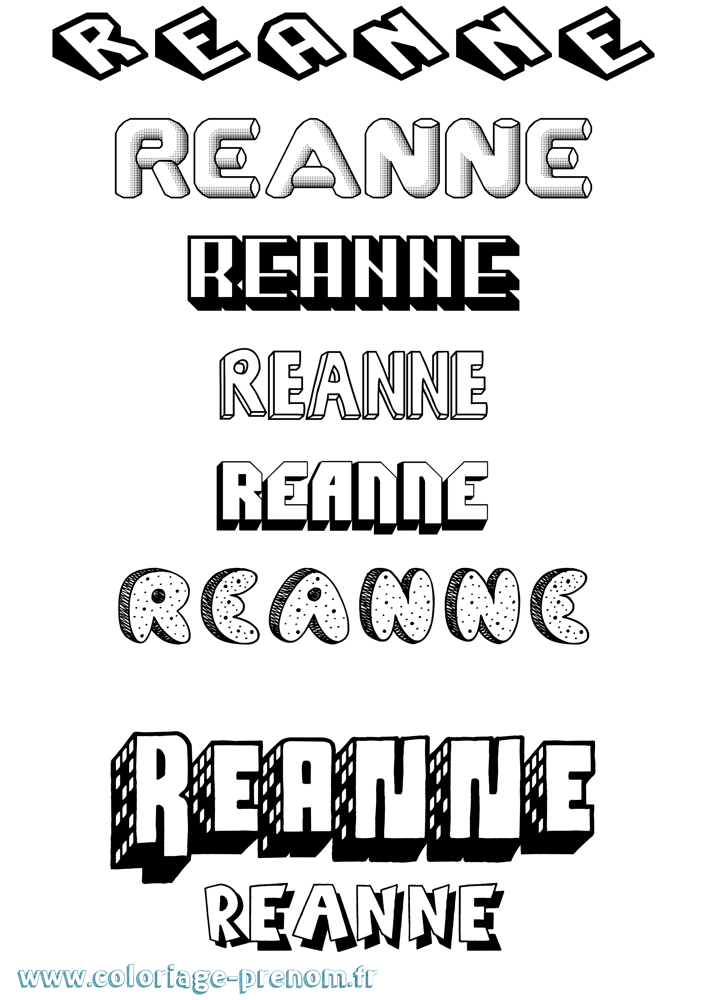 Coloriage Reanne Effet 3D Coloriage prénom Reanne Effet 3D
