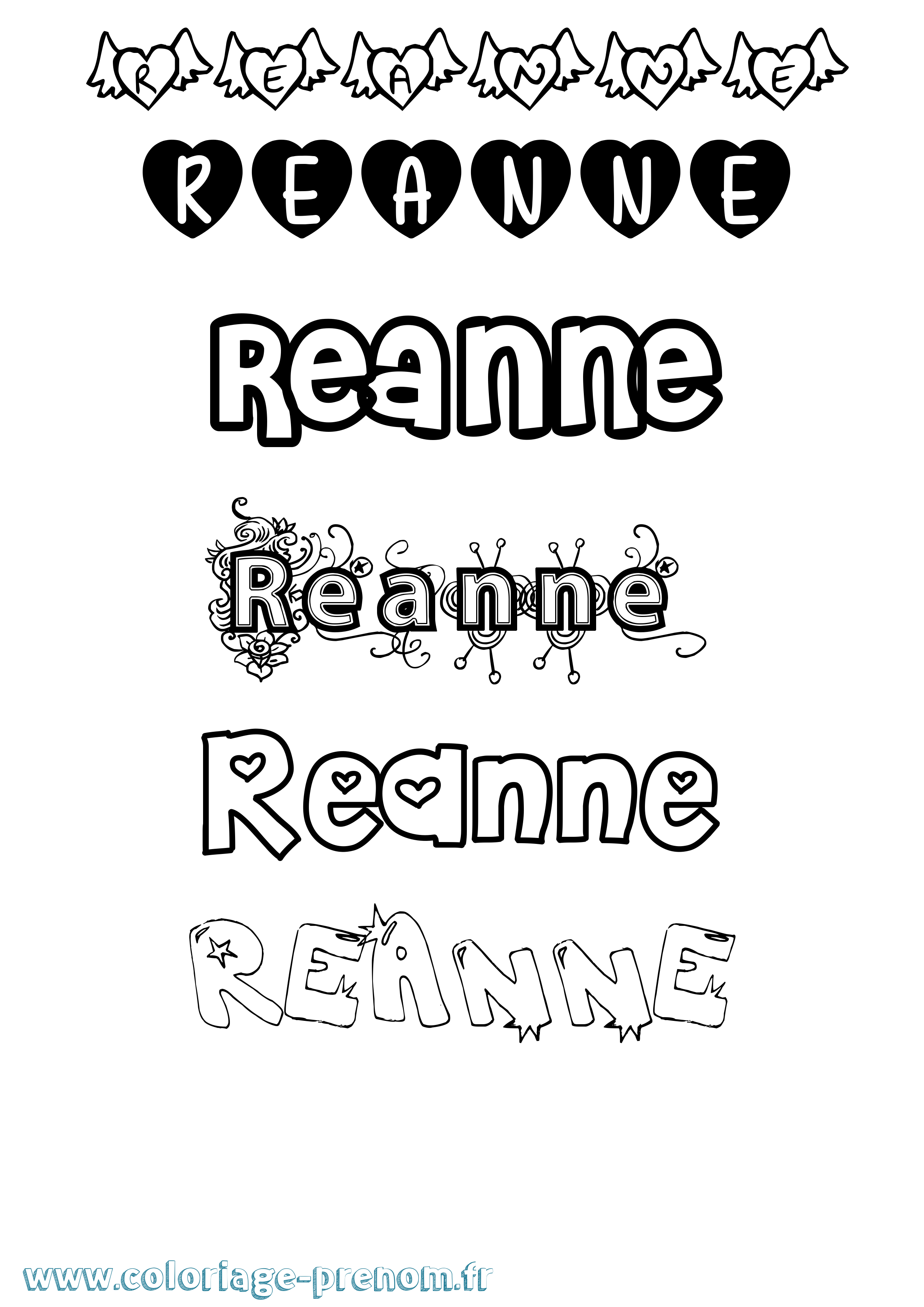 Coloriage Reanne Girly Coloriage prénom Reanne Girly
