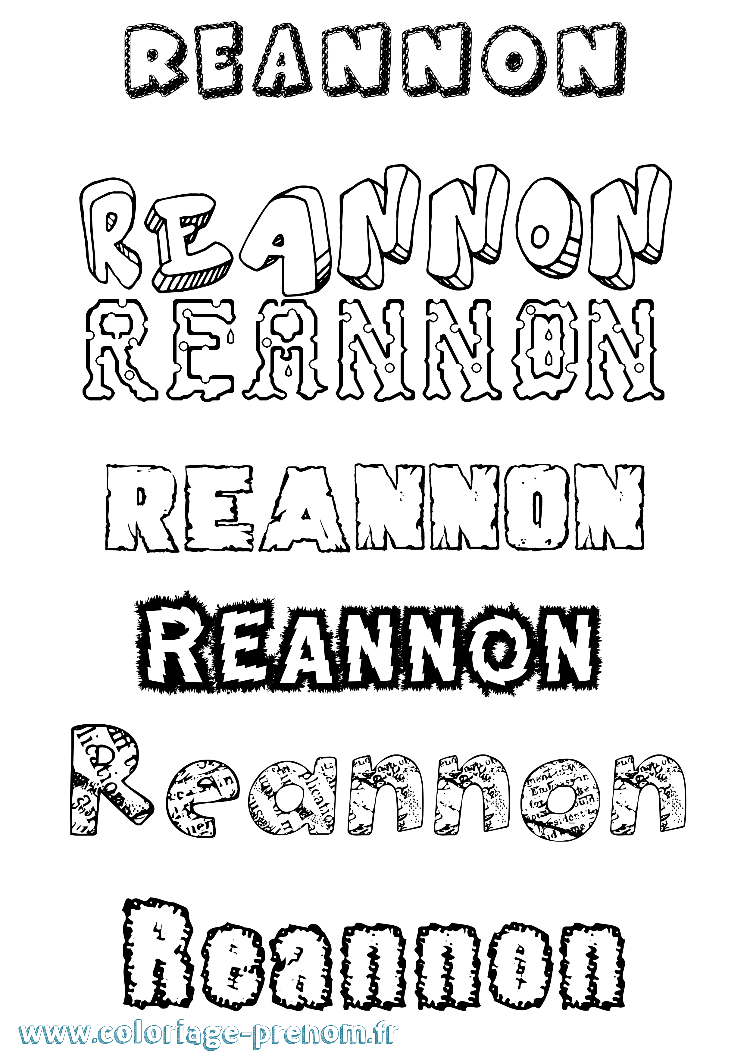 Coloriage Reannon Destructuré Coloriage prénom Reannon Destructuré