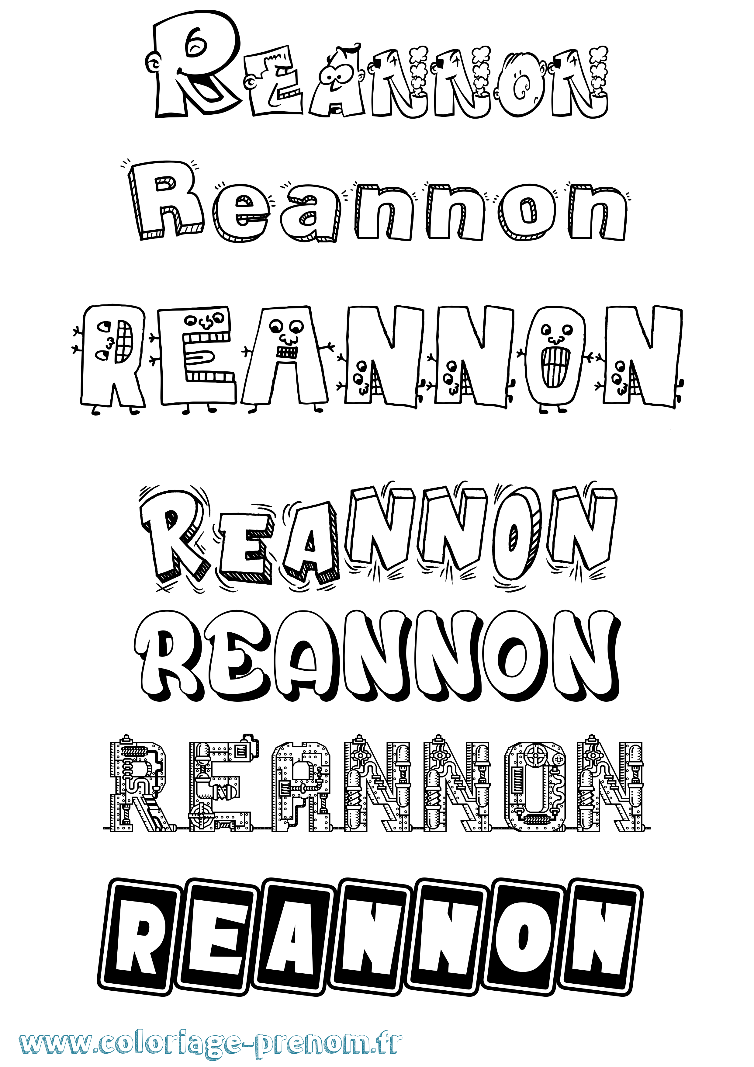 Coloriage Reannon Fun Coloriage prénom Reannon Fun