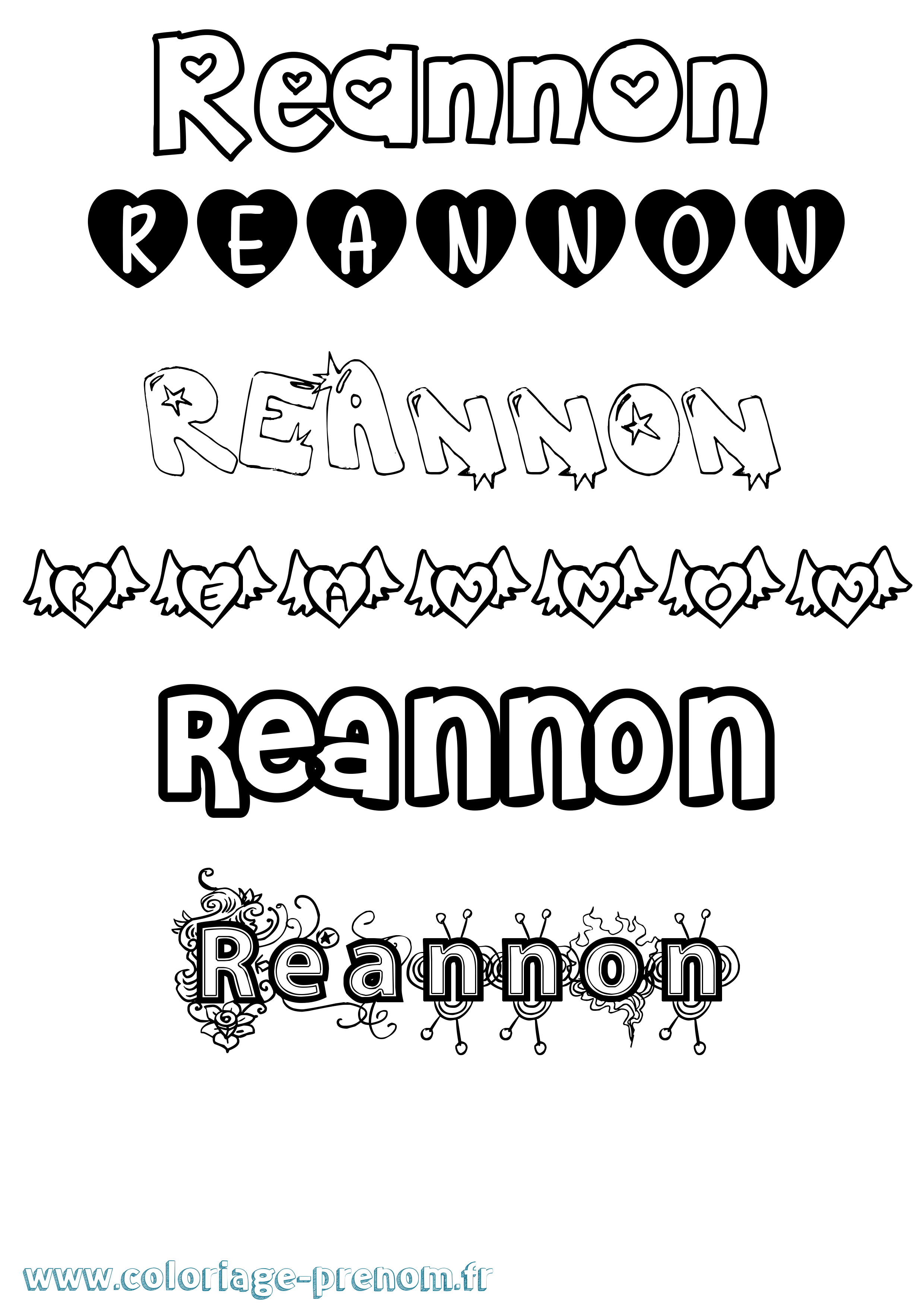 Coloriage Reannon Girly Coloriage prénom Reannon Girly