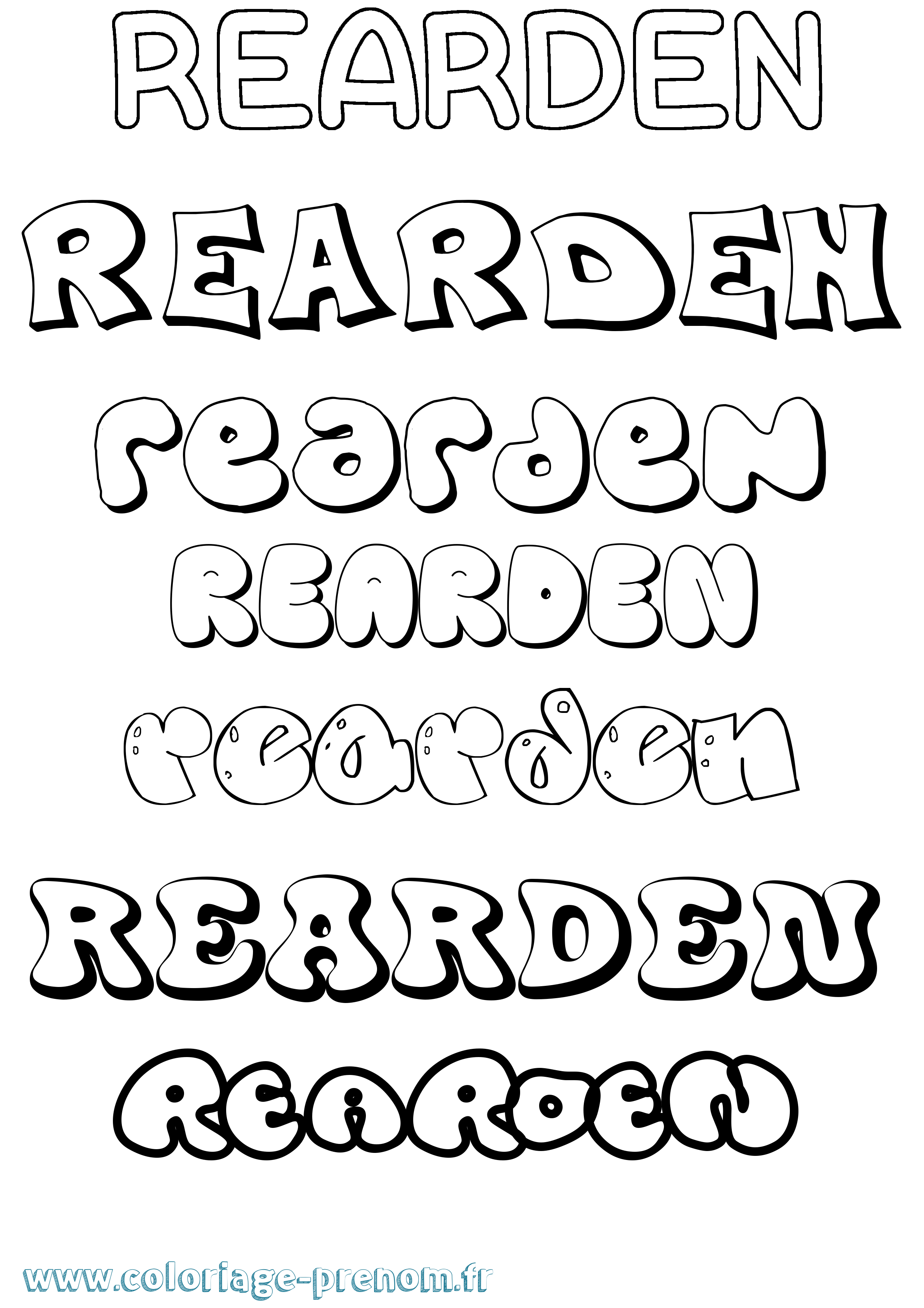 Coloriage Rearden Bubble Coloriage prénom Rearden Bubble