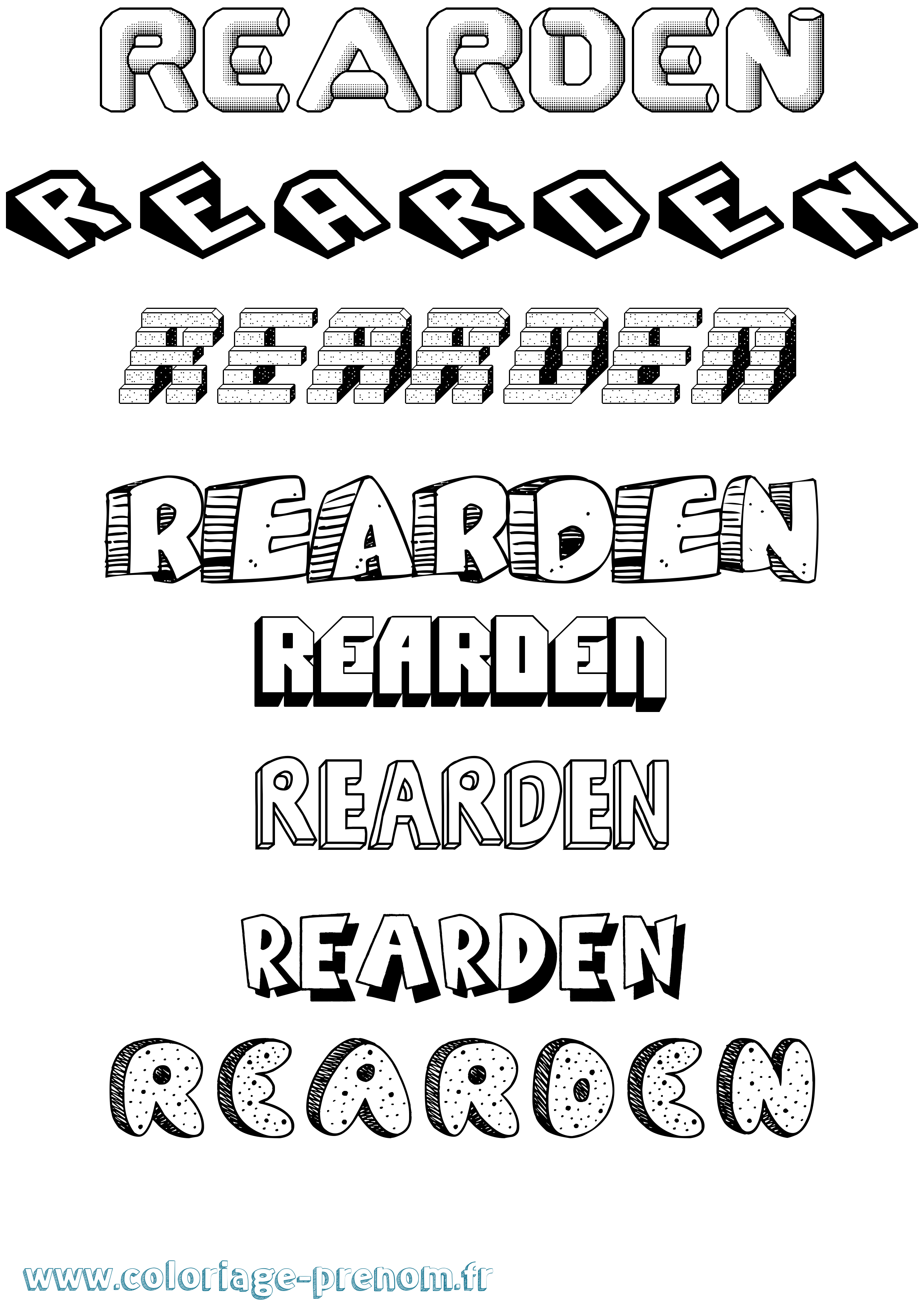Coloriage Rearden Effet 3D Coloriage prénom Rearden Effet 3D