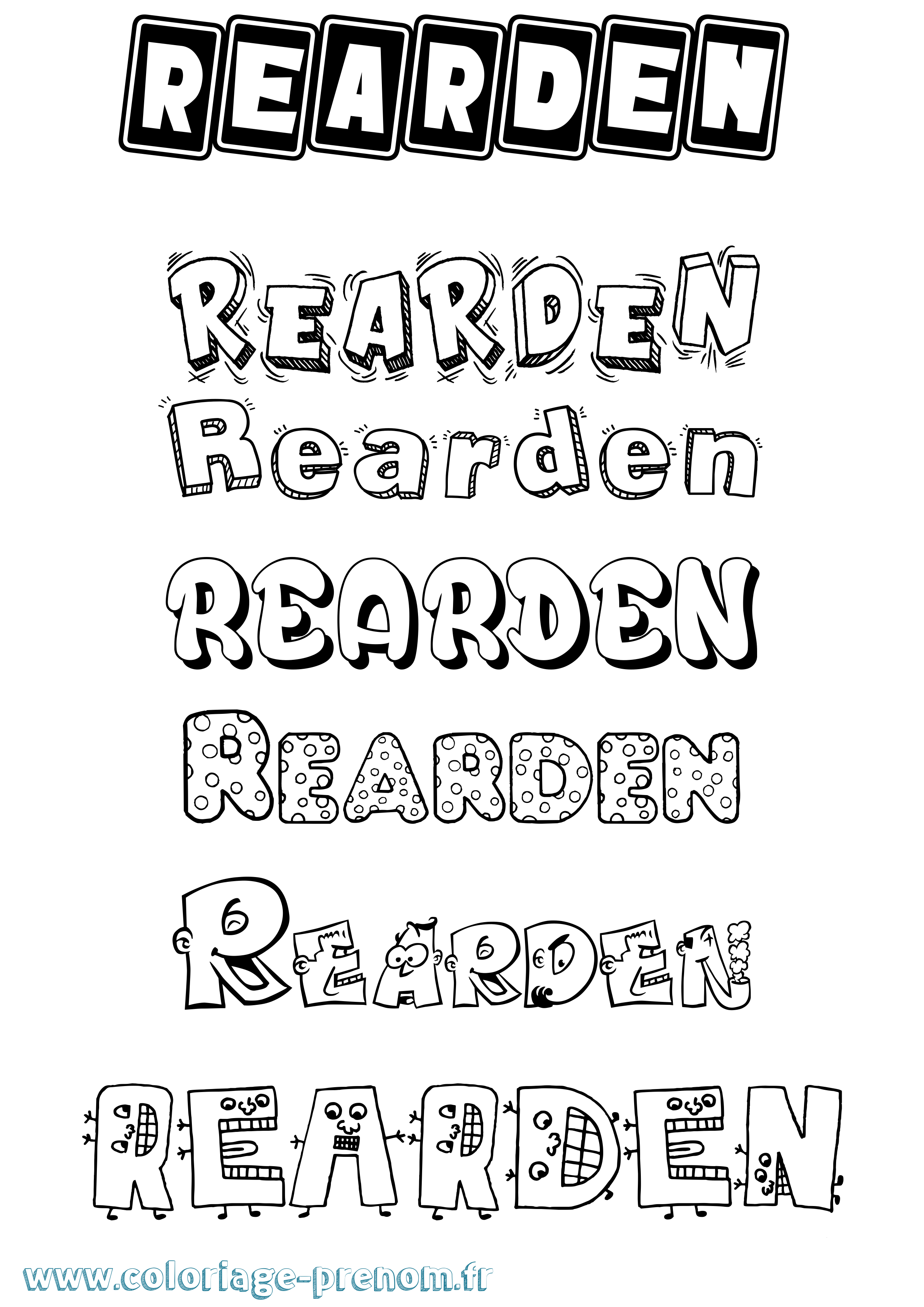 Coloriage Rearden Fun Coloriage prénom Rearden Fun