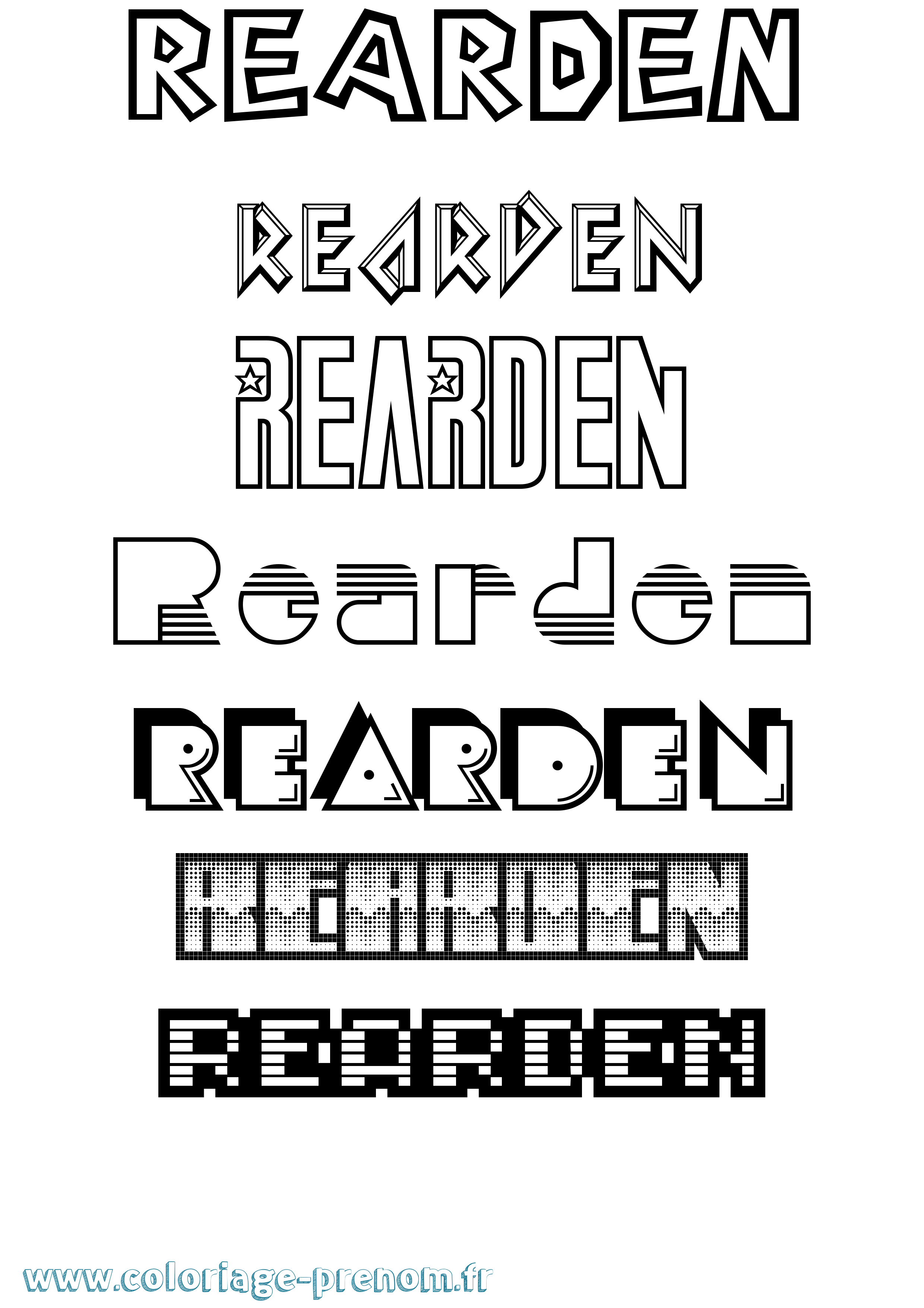Coloriage Rearden Jeux Vidéos Coloriage prénom Rearden Jeux Vidéos