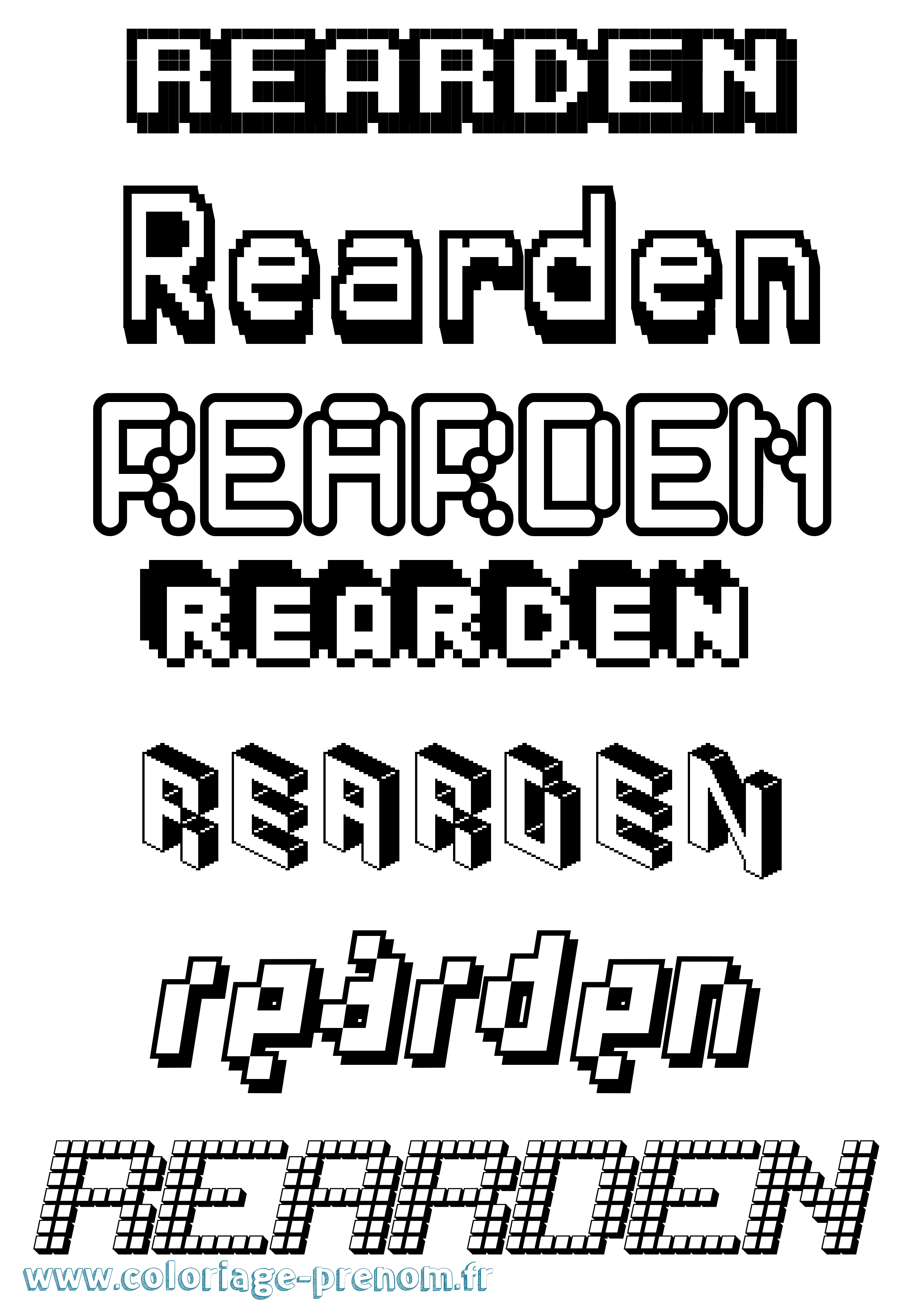 Coloriage Rearden Pixel Coloriage prénom Rearden Pixel