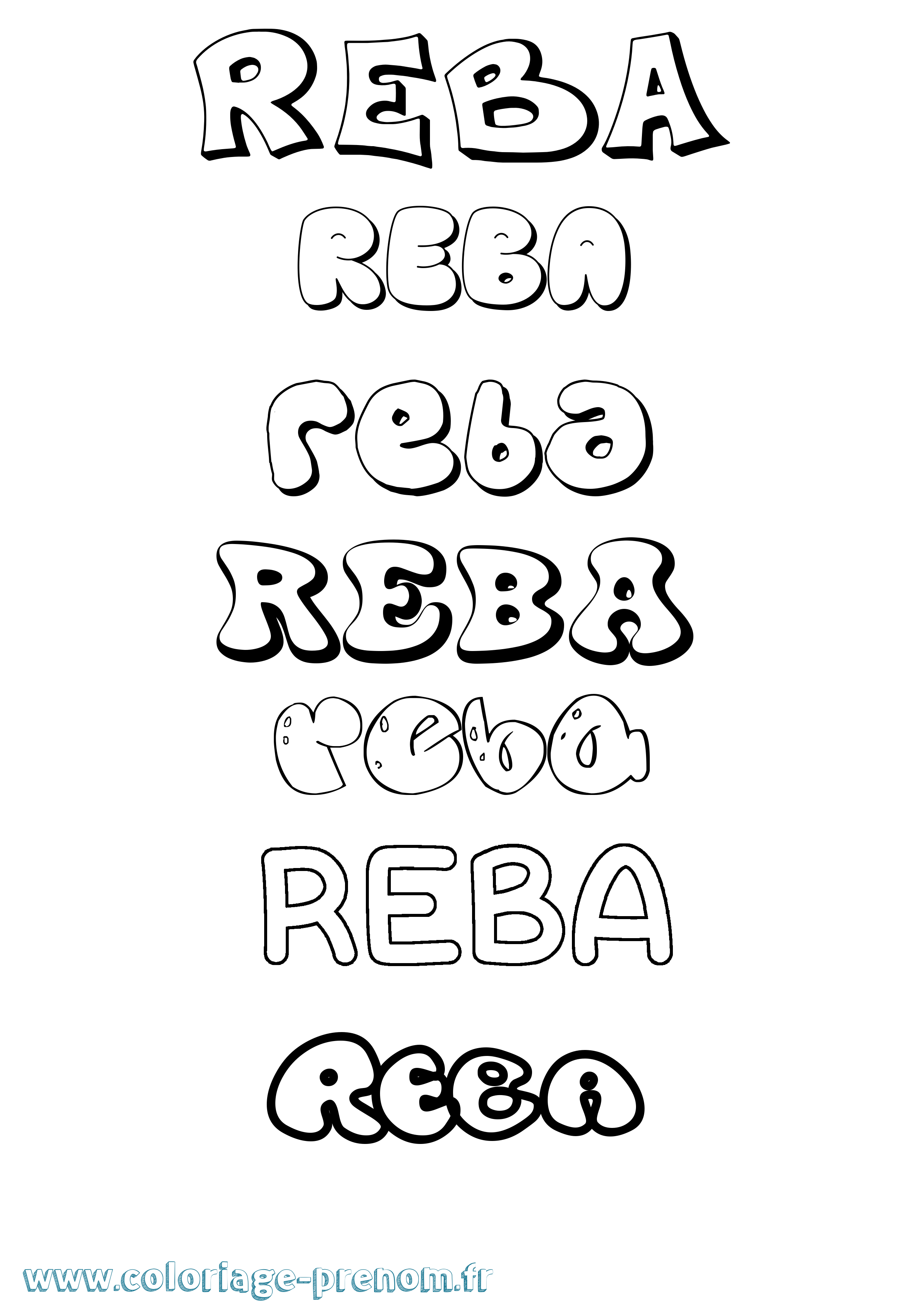 Coloriage Reba Bubble Coloriage prénom Reba Bubble