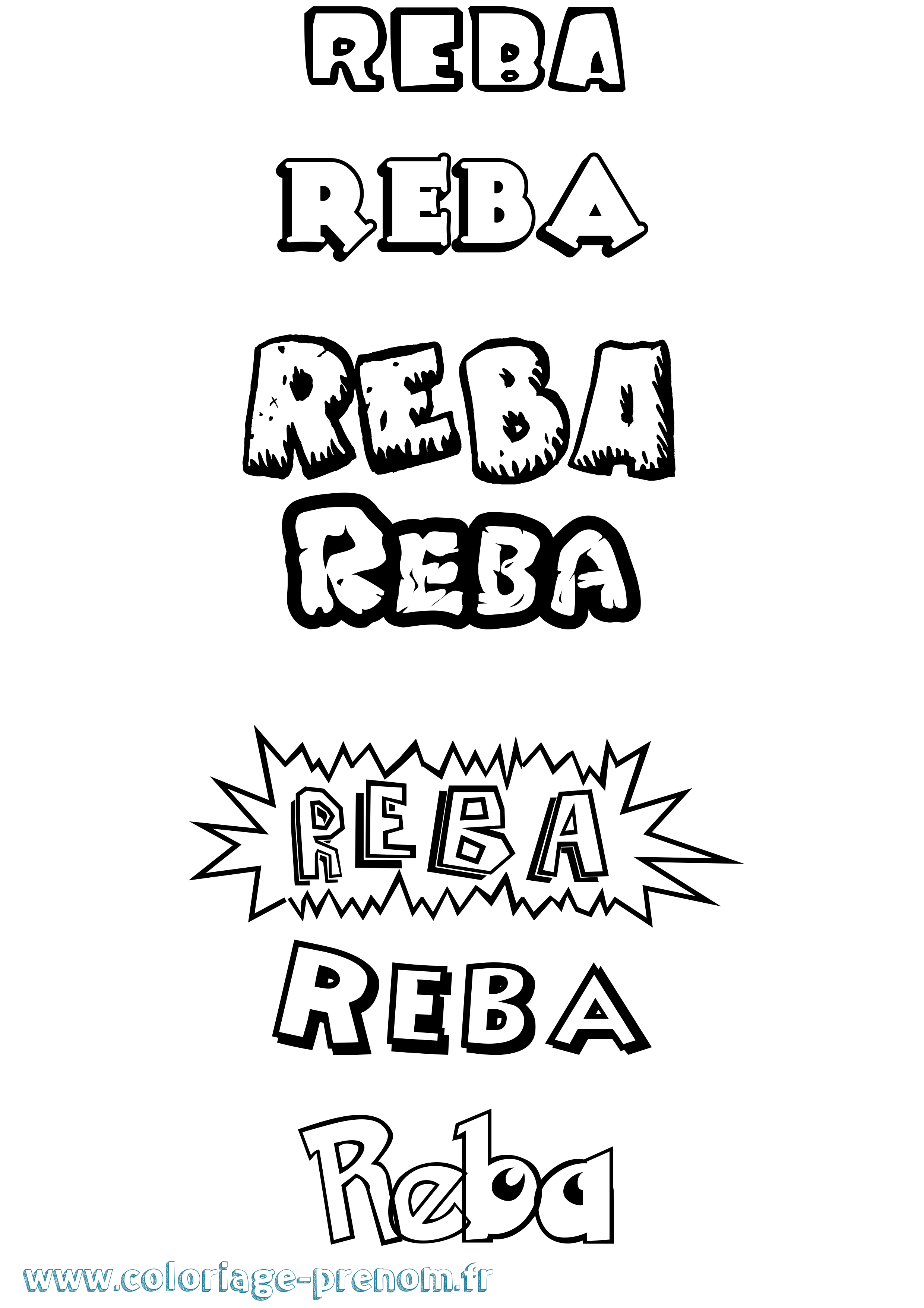 Coloriage Reba Dessin Animé Coloriage prénom Reba Dessin Animé