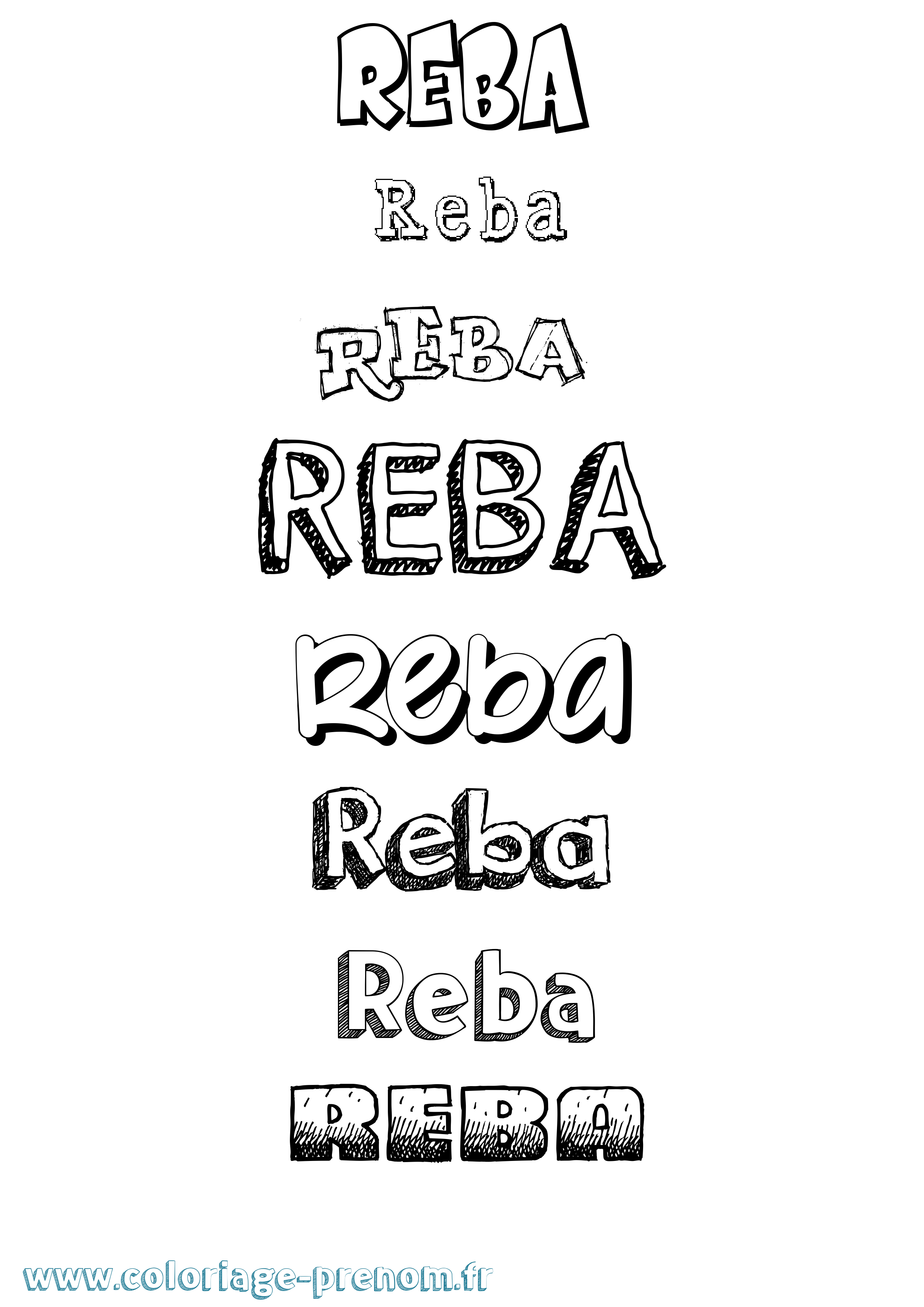 Coloriage Reba Dessiné Coloriage prénom Reba Dessiné