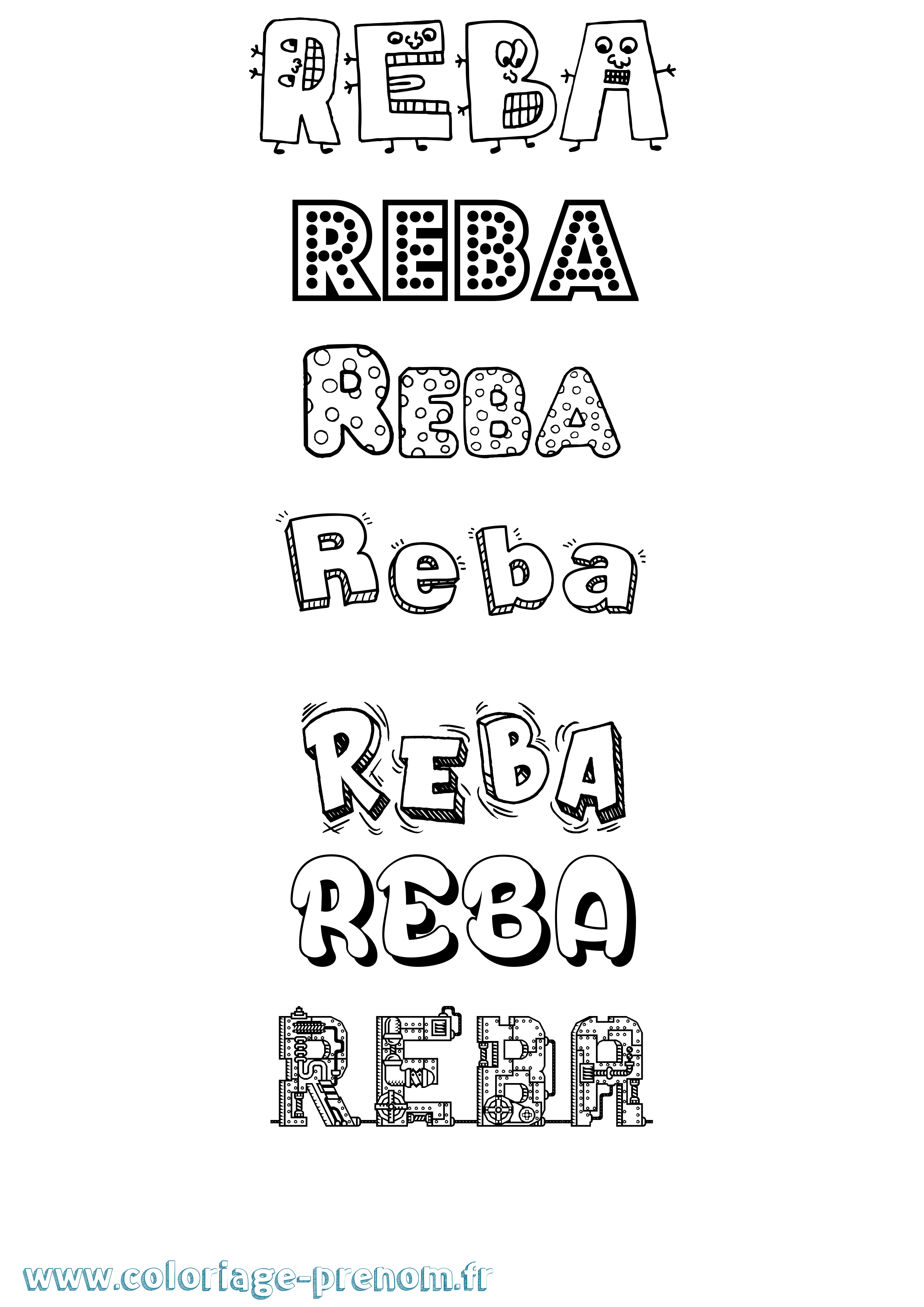 Coloriage Reba Fun Coloriage prénom Reba Fun