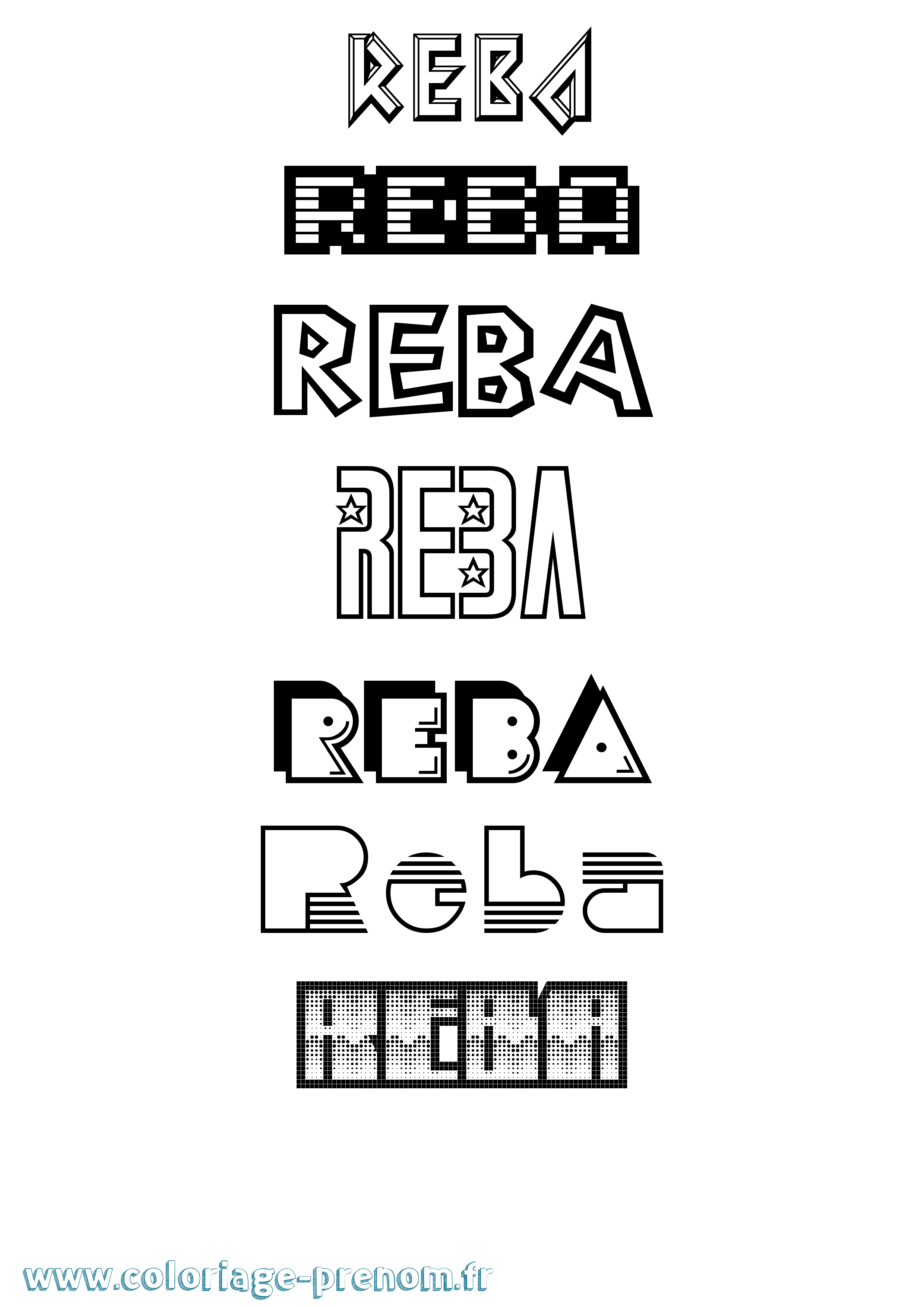 Coloriage Reba Jeux Vidéos Coloriage prénom Reba Jeux Vidéos