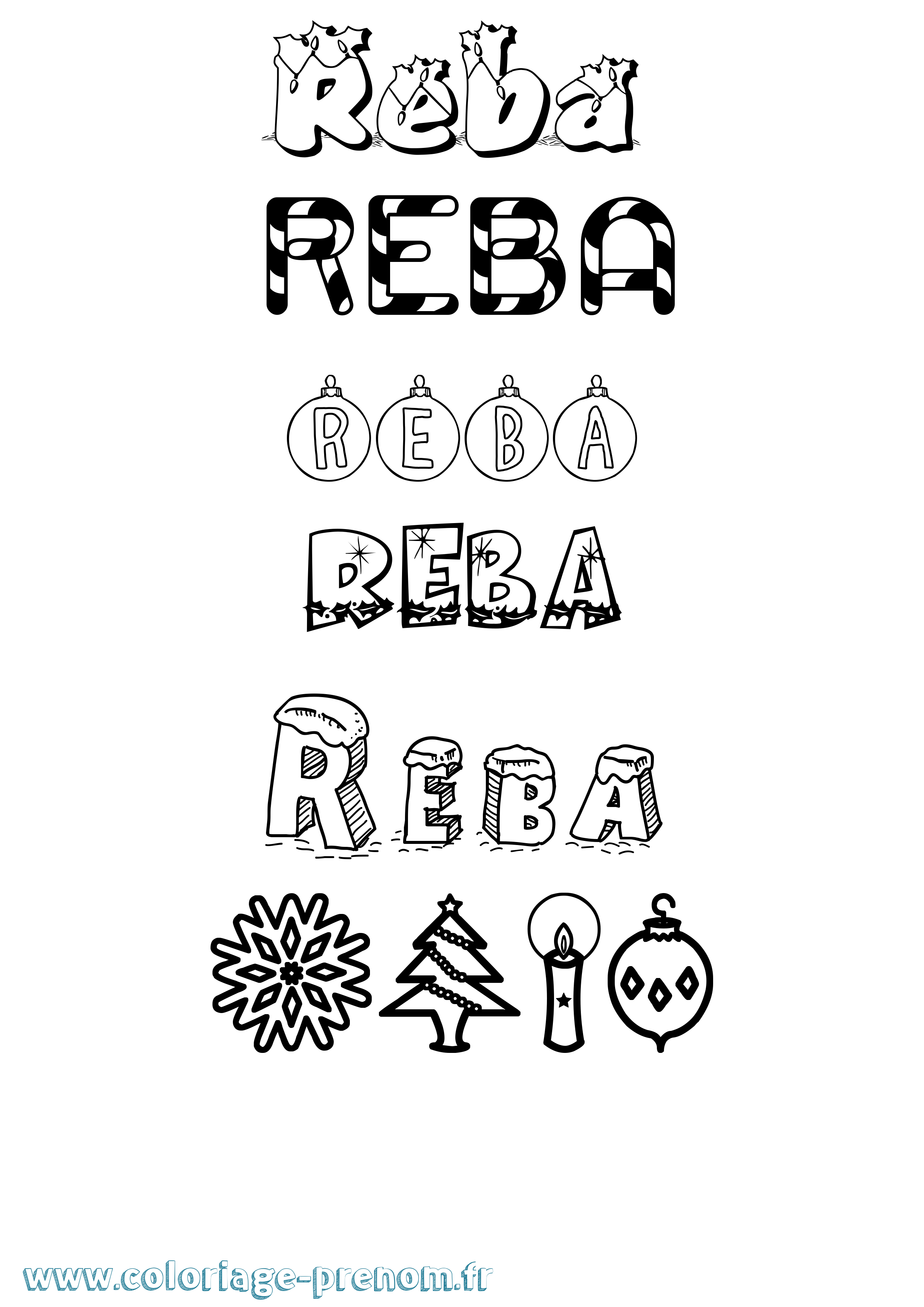 Coloriage Reba Noël Coloriage prénom Reba Noël