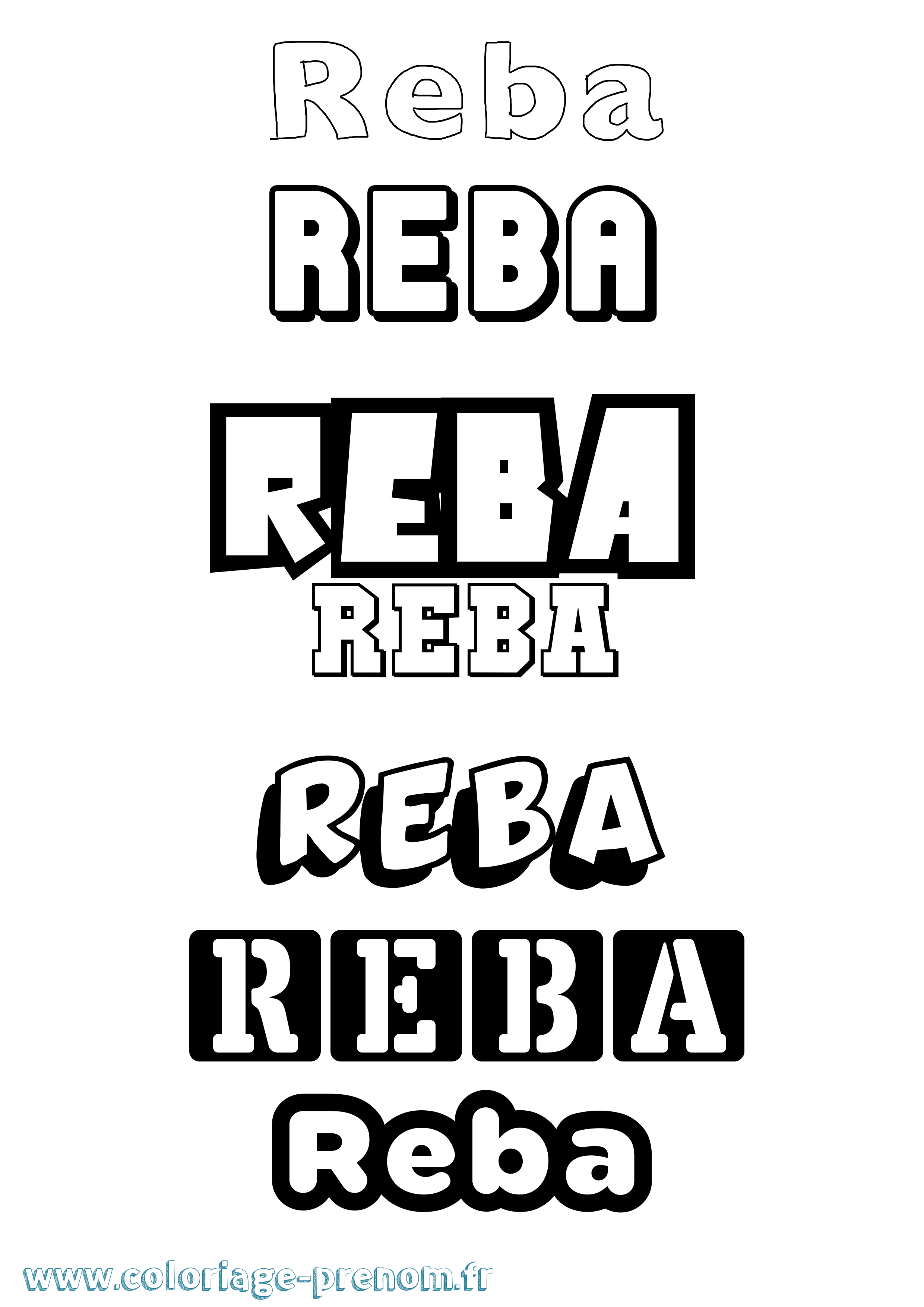 Coloriage Reba Simple Coloriage prénom Reba Simple