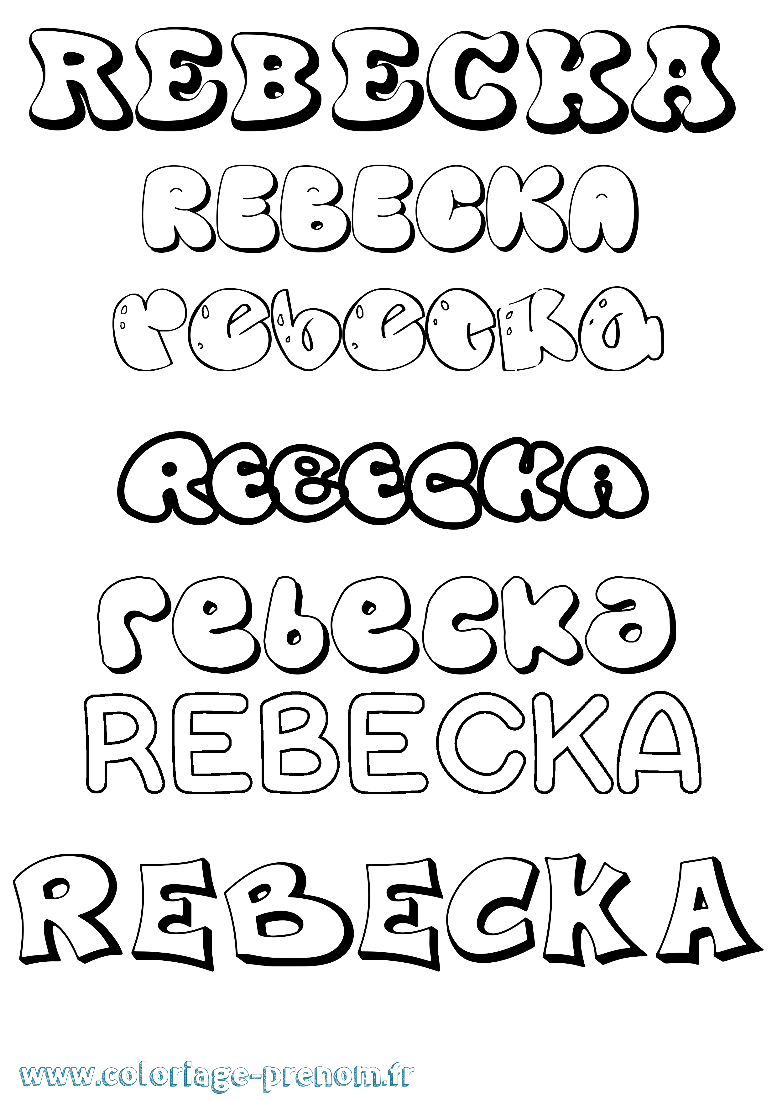 Coloriage Rebecka Bubble Coloriage prénom Rebecka Bubble