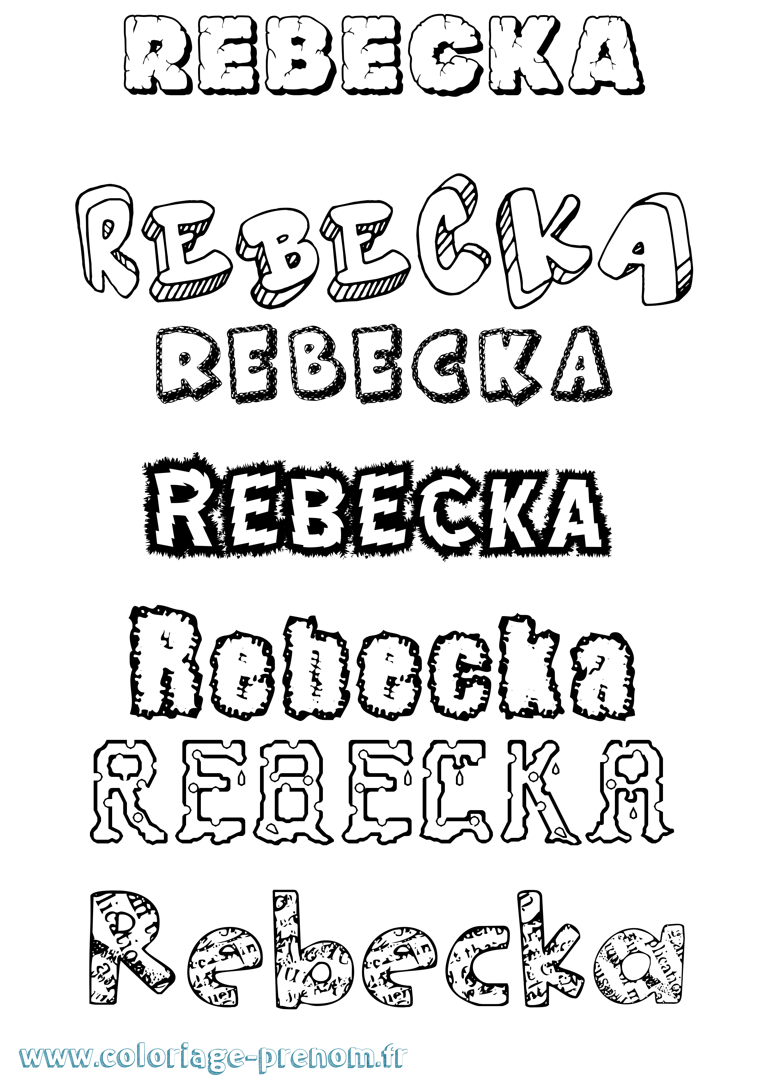 Coloriage Rebecka Destructuré Coloriage prénom Rebecka Destructuré