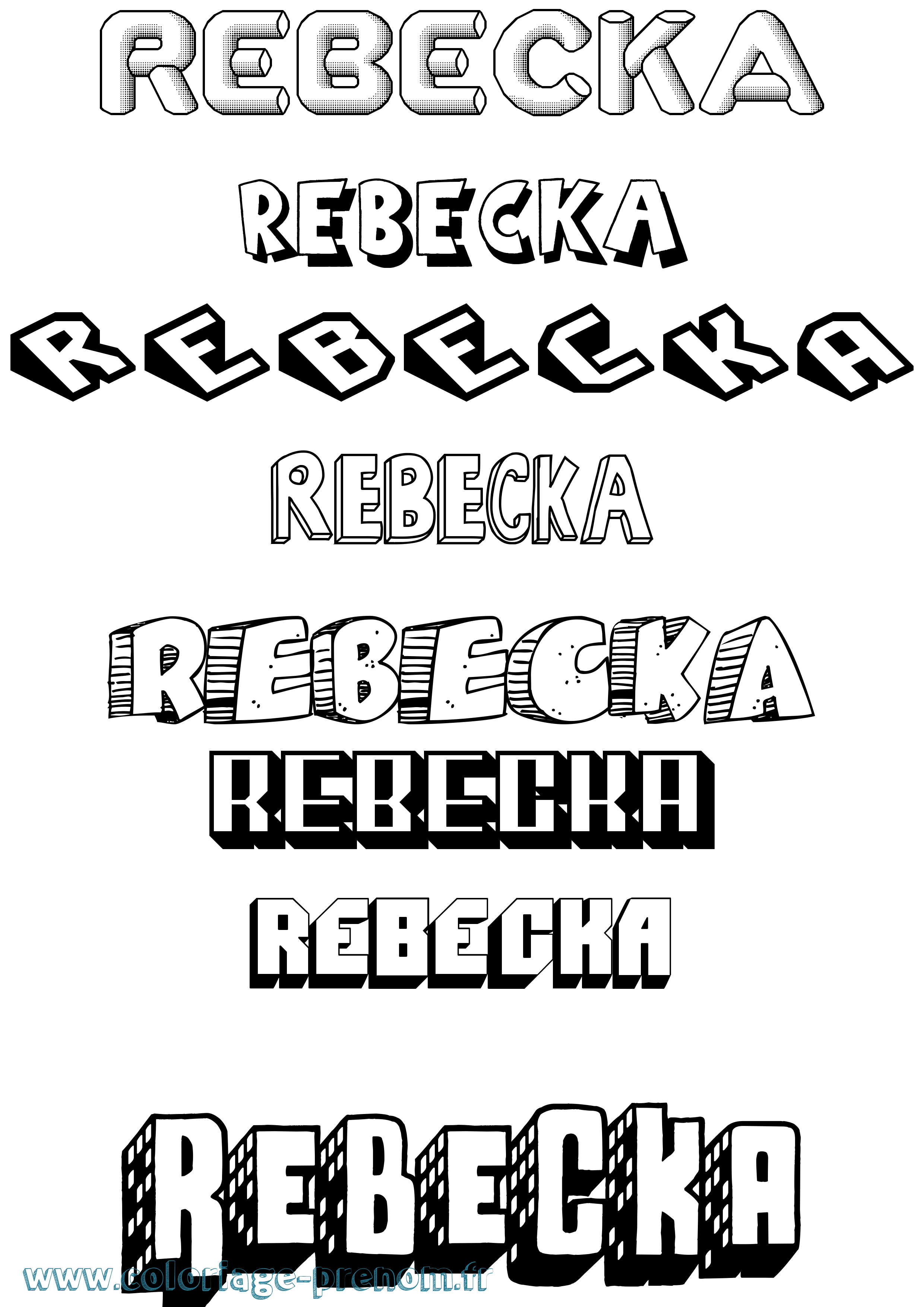 Coloriage Rebecka Effet 3D Coloriage prénom Rebecka Effet 3D